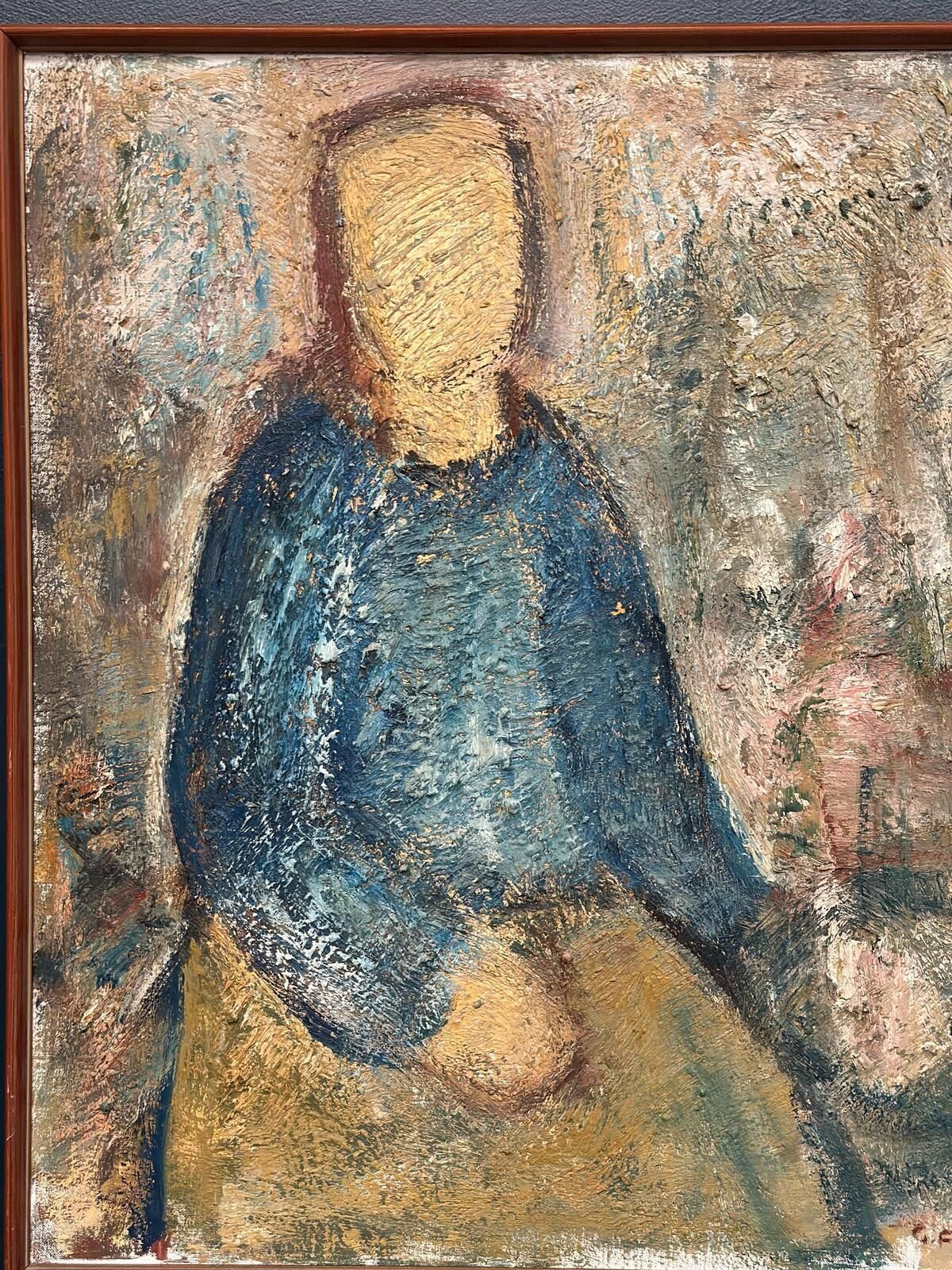 Original Swedish Oil On Canvas – “Kvinna I Blått” By Gösta Falck – Canvas 88 × 73 Cm (34.6" × 28.7") photo buy