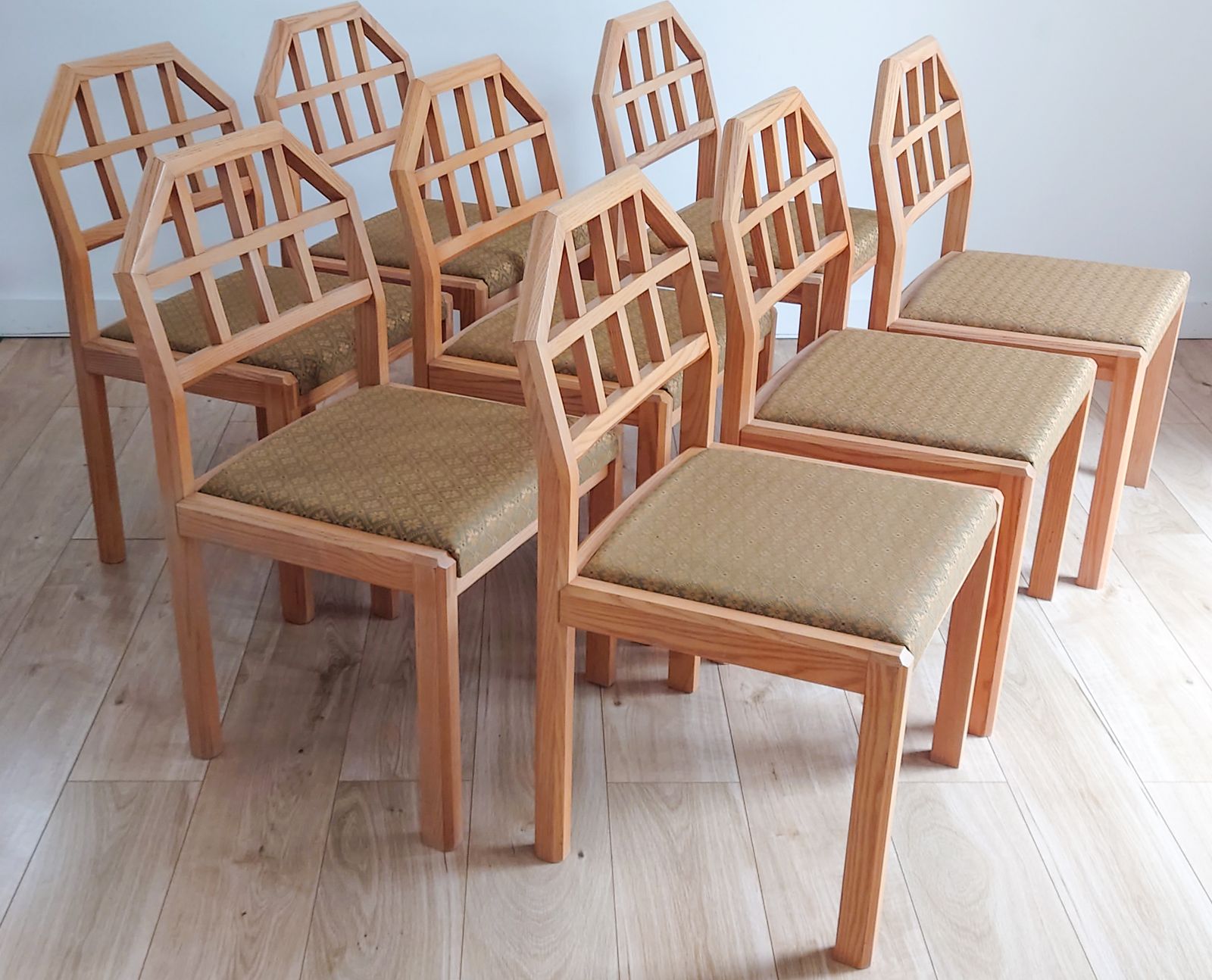Set Of 8 Postmodern Ash Dining Chairs By Heal’s, 1980s photo buy