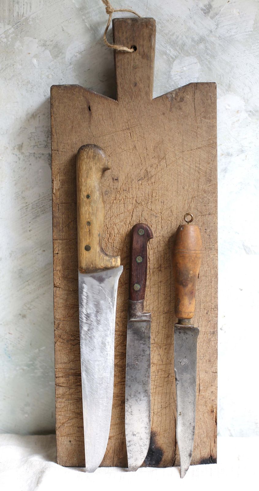 Collection Of 3 Antique French Kitchen Knives Steel Blades Wooden Handles Set Of 3 Butchers Knife photo buy