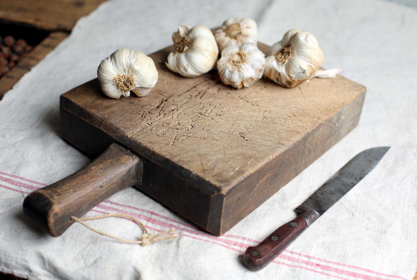 Large French Butchers Block Antique Bread Board Chunky Wooden Primitive Cutting Board photo Home Decor