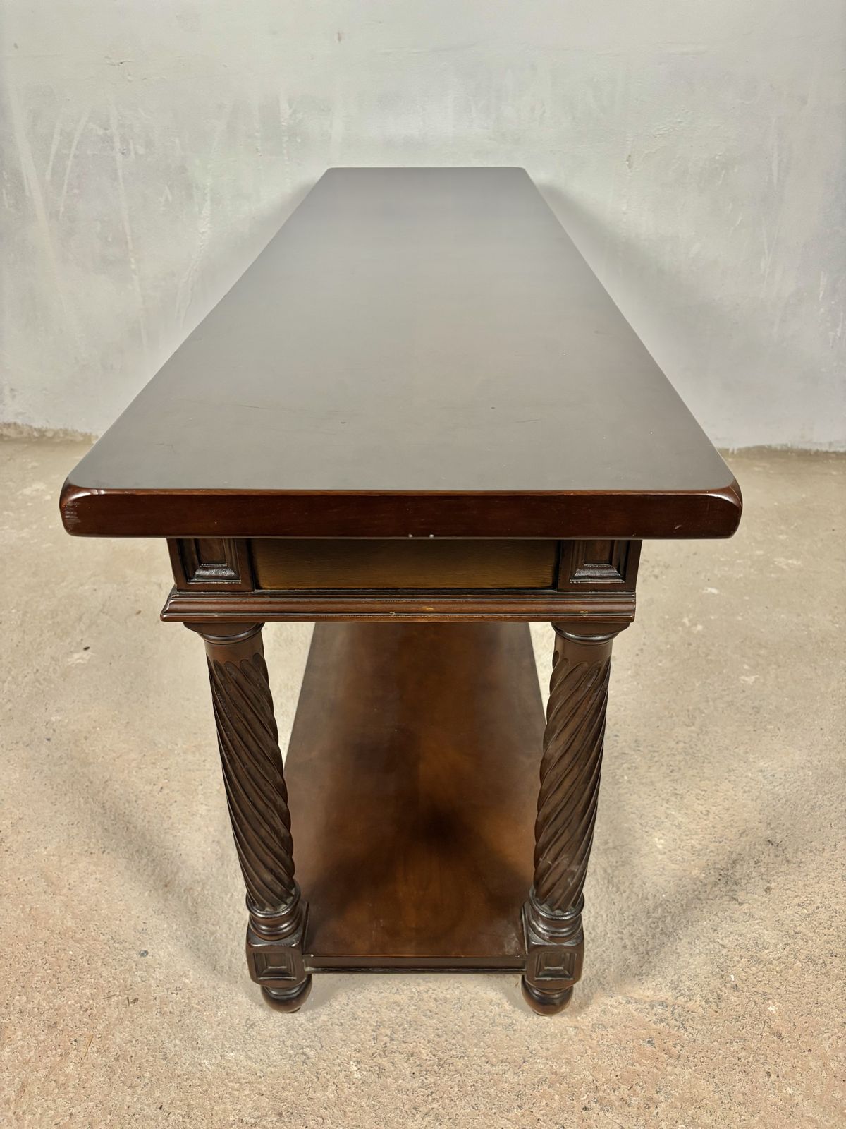 Large Spanish Walnut Rustic Console With Three Drawers And Lower Shelf, 1930s photo buy