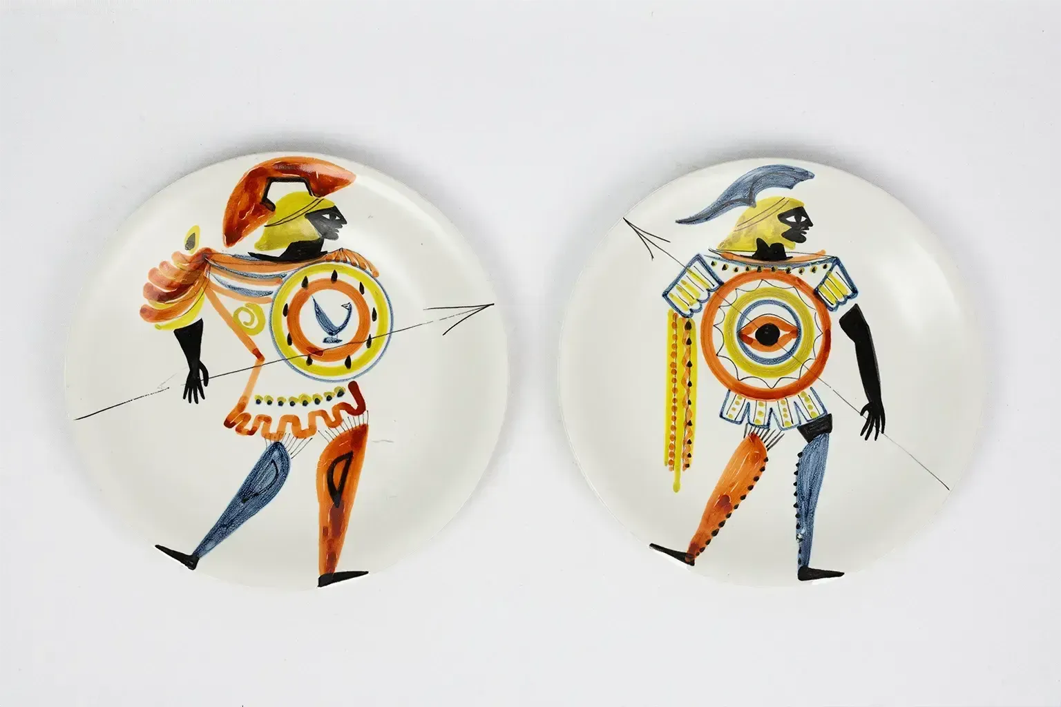 390.0 Glazed Earthenware Plate, Hoplite — Roger Capron, Vallauris, Circa 1955–1960 photo