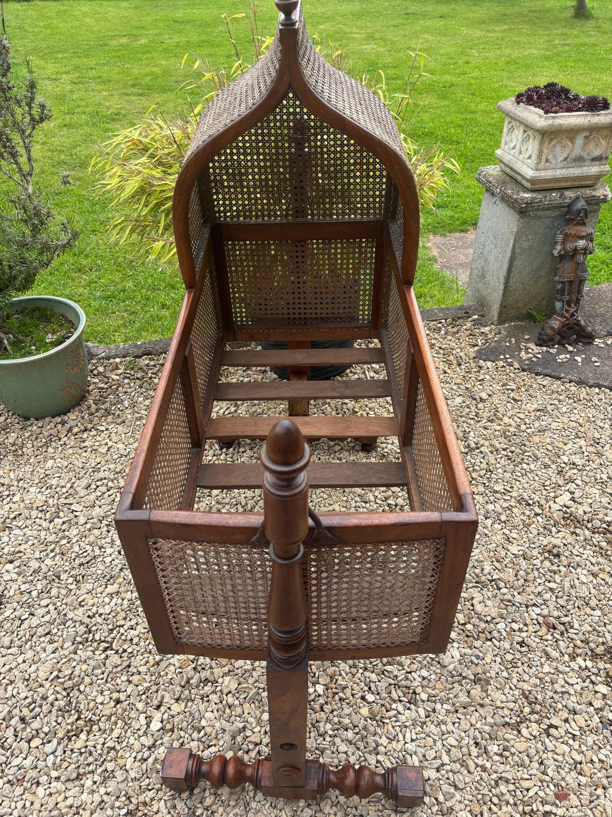 Antique William IV Mahogany And Rattan Rocking Crib. photo vintage