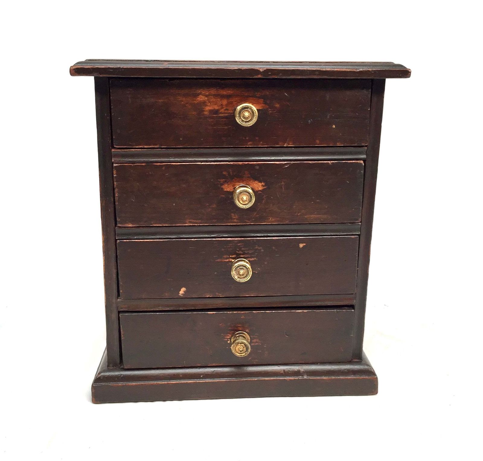 Antique Tabletop Rustic Wooden Chest Of Drawers / Filing Storage Box Cabinet photo vintage