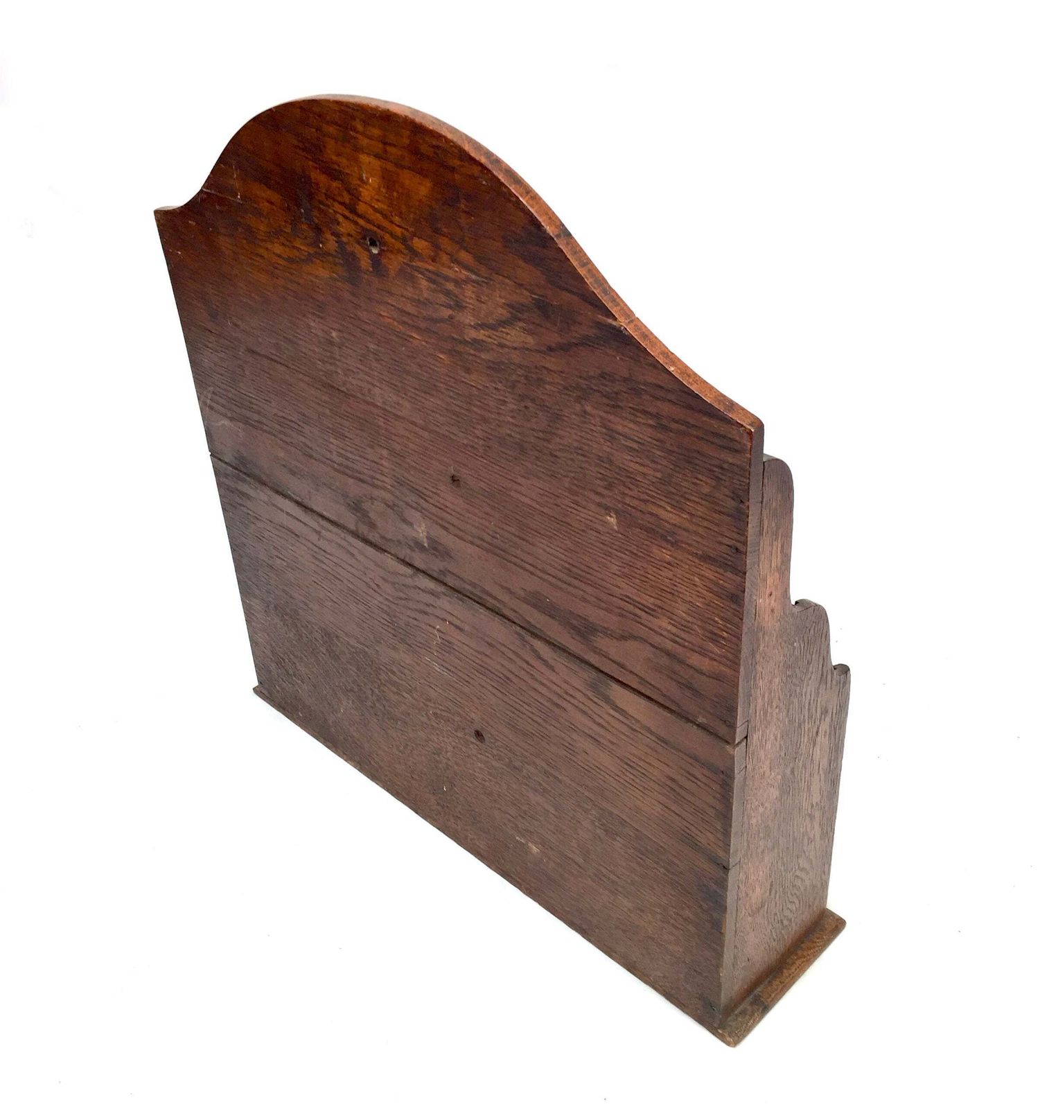 Antique Wooden Oak & Glass Tabletop Stationery Holder / Hotel Leaflet Rack C1930 photo vinterior