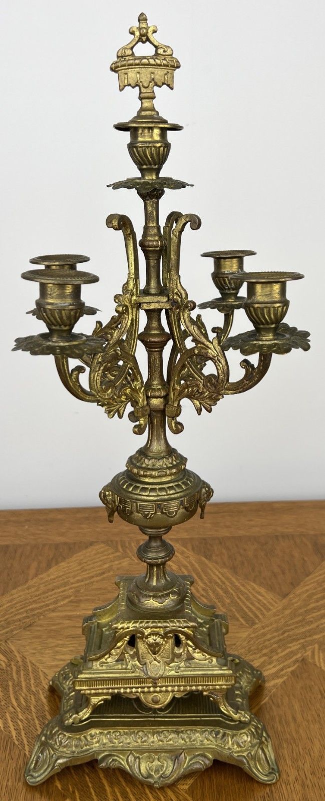 Pair Of Candelabra Antique French Style Brass Five Arm Candle Holders Lot 6025 photo Home Decor