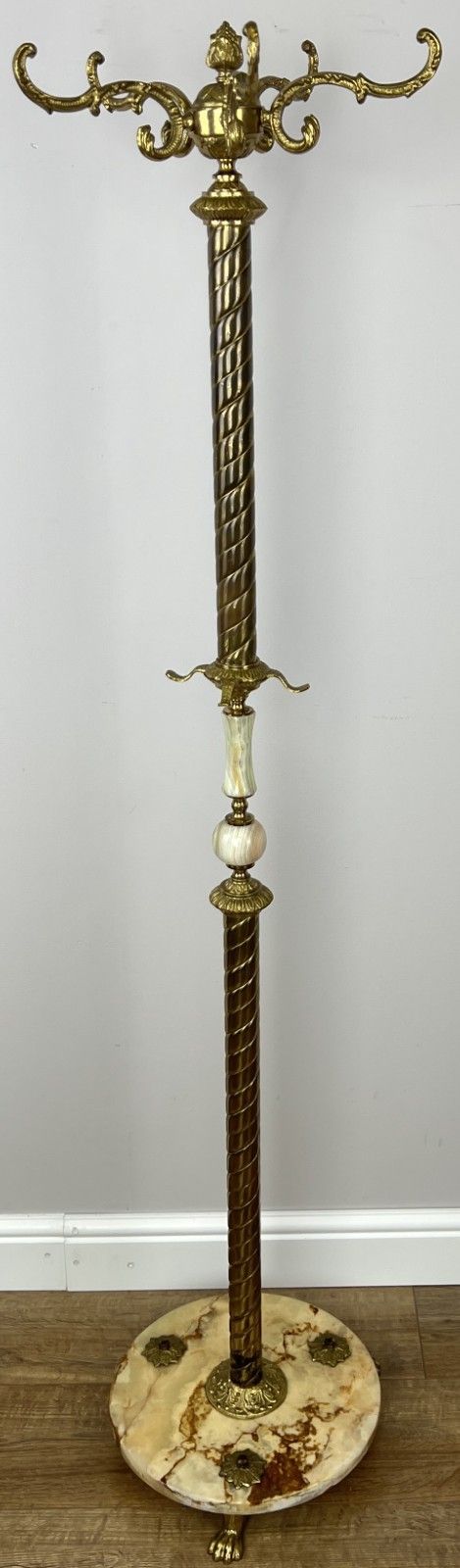 Standing Coat Hanger Vintage French Brass And Onyx 9 Hooks Coat Rack Lot 6075 photo furniture