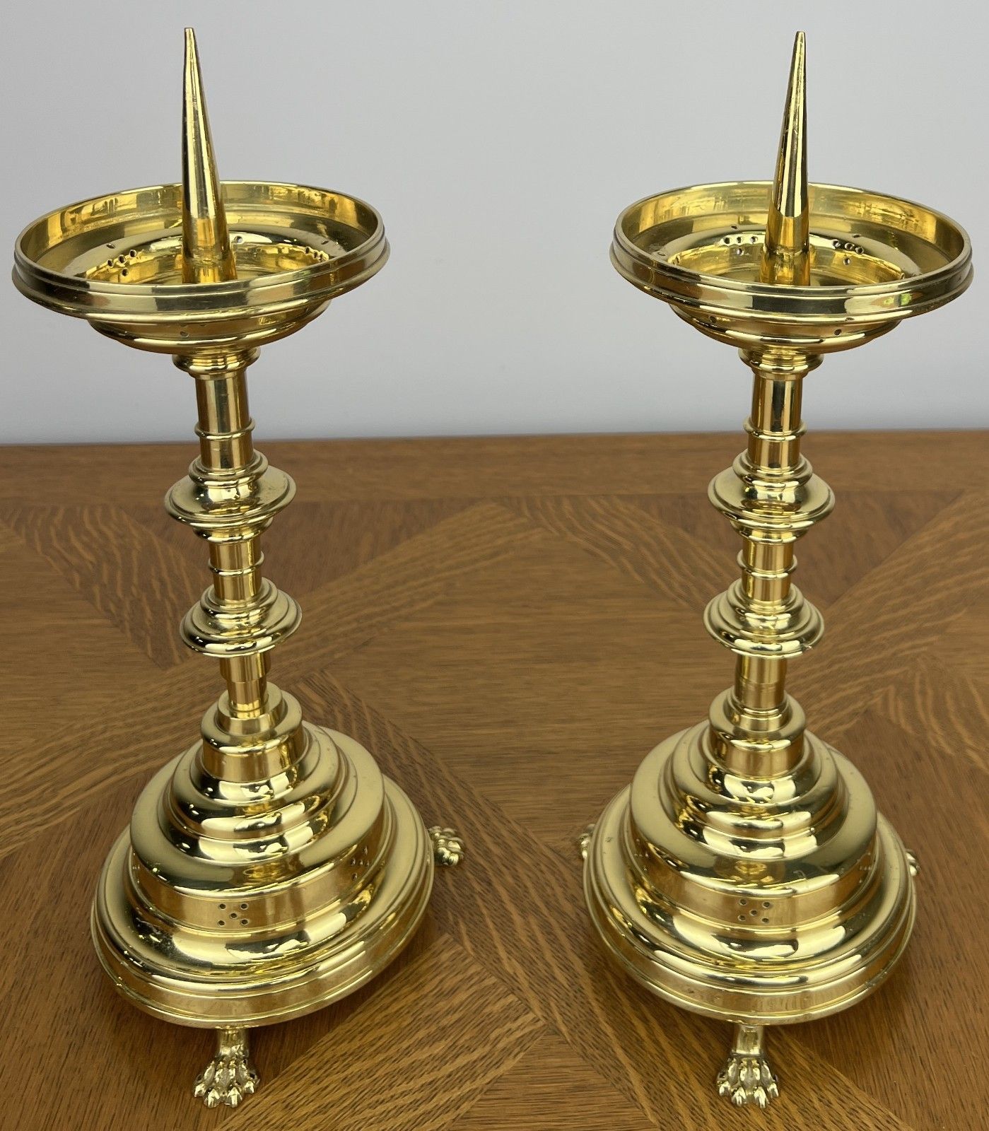 Pair Of Candle Holders Vintage French Style Brass Gold Candlesticks Lot 6030 photo for sale