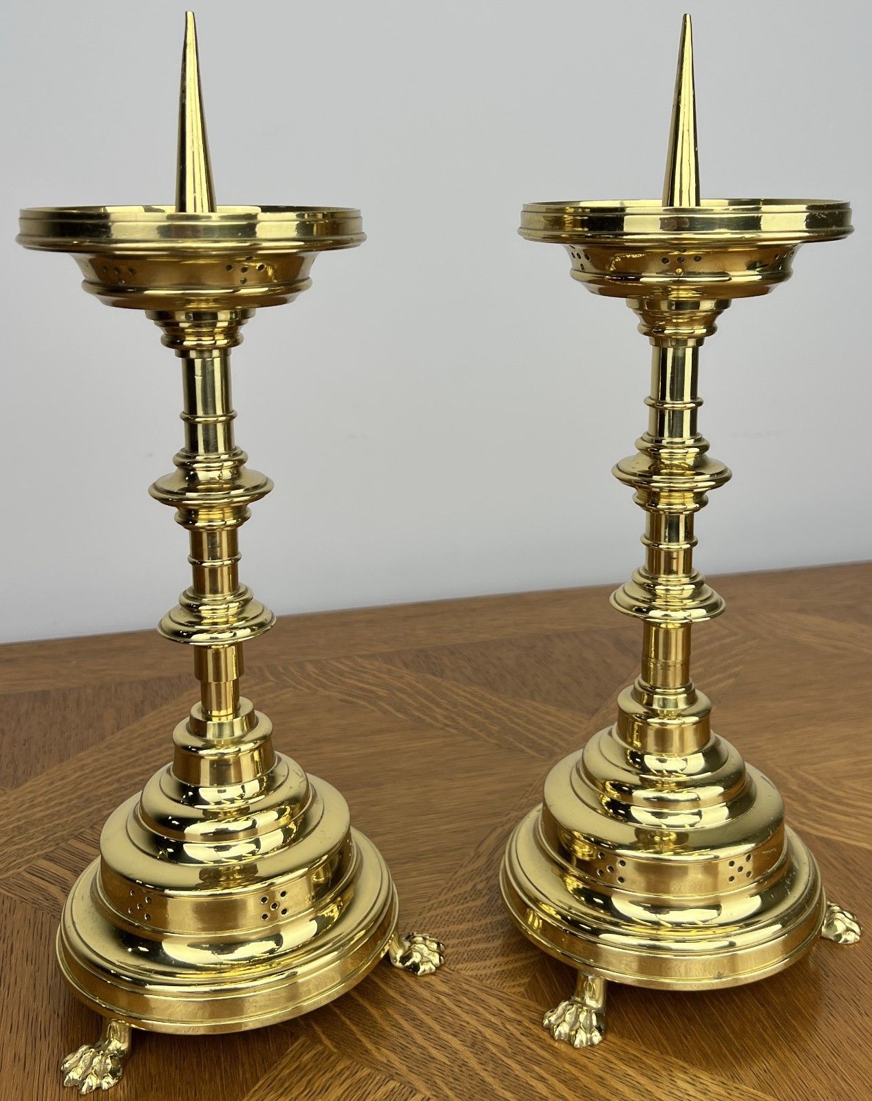 Pair Of Candle Holders Vintage French Style Brass Gold Candlesticks Lot 6030 photo Home Decor