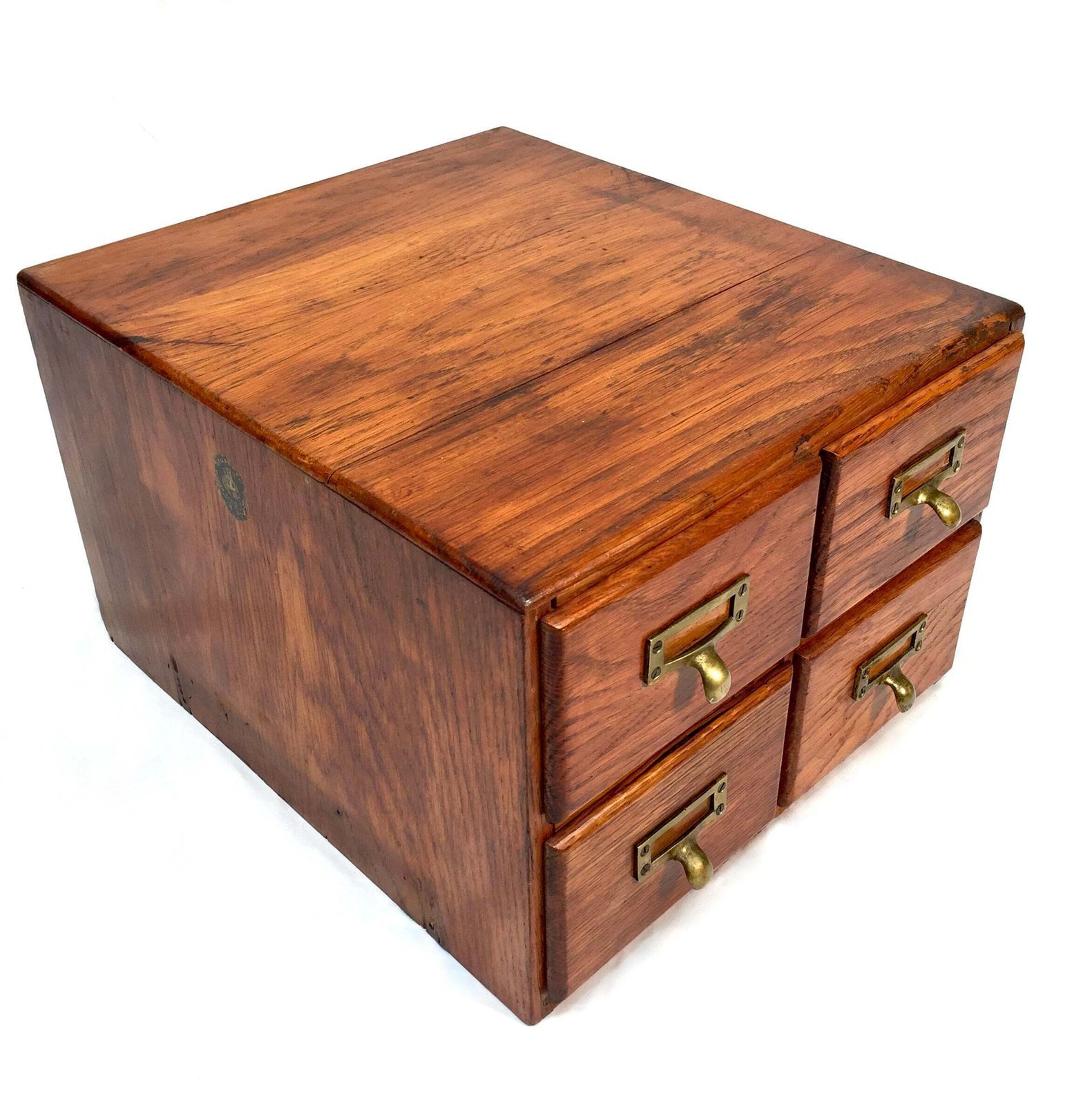 Antique Wooden Desktop Oak Stationery Index Filing Card Drawers / Cabinet / Box photo furniture