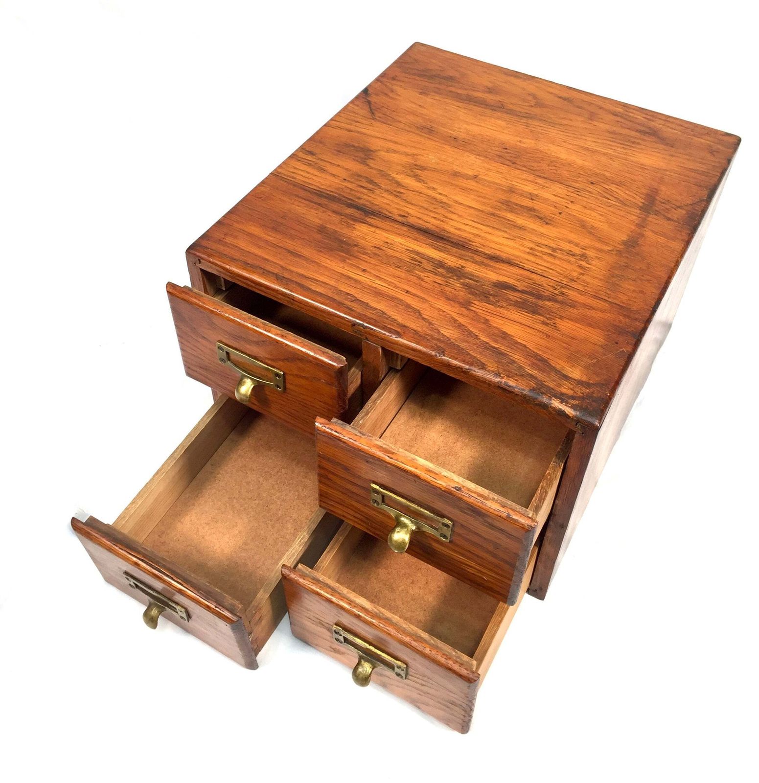 149.0 Antique Wooden Desktop Oak Stationery Index Filing Card Drawers / Cabinet / Box photo