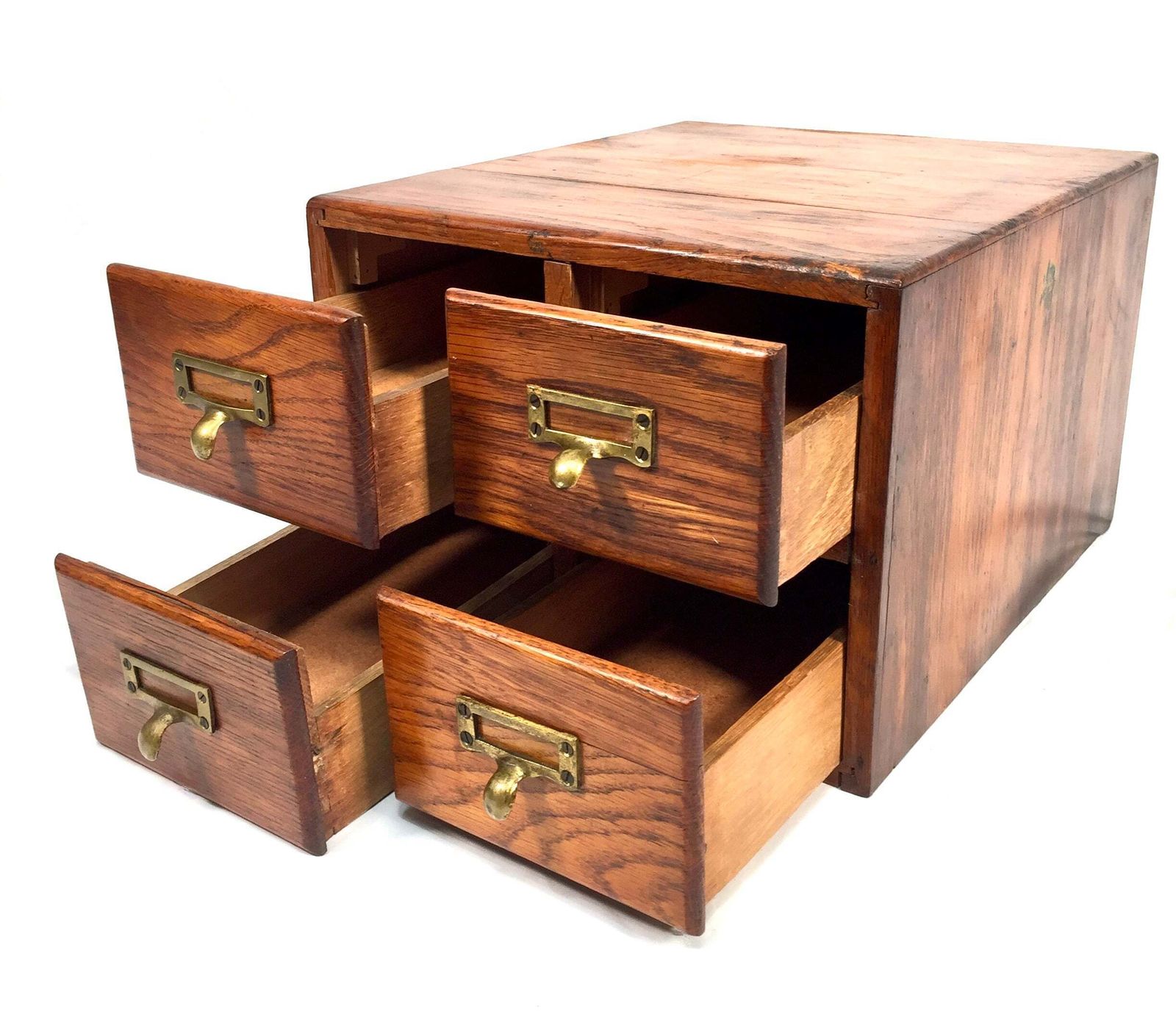 photo buy Antique Wooden Desktop Oak Stationery Index Filing Card Drawers / Cabinet / Box