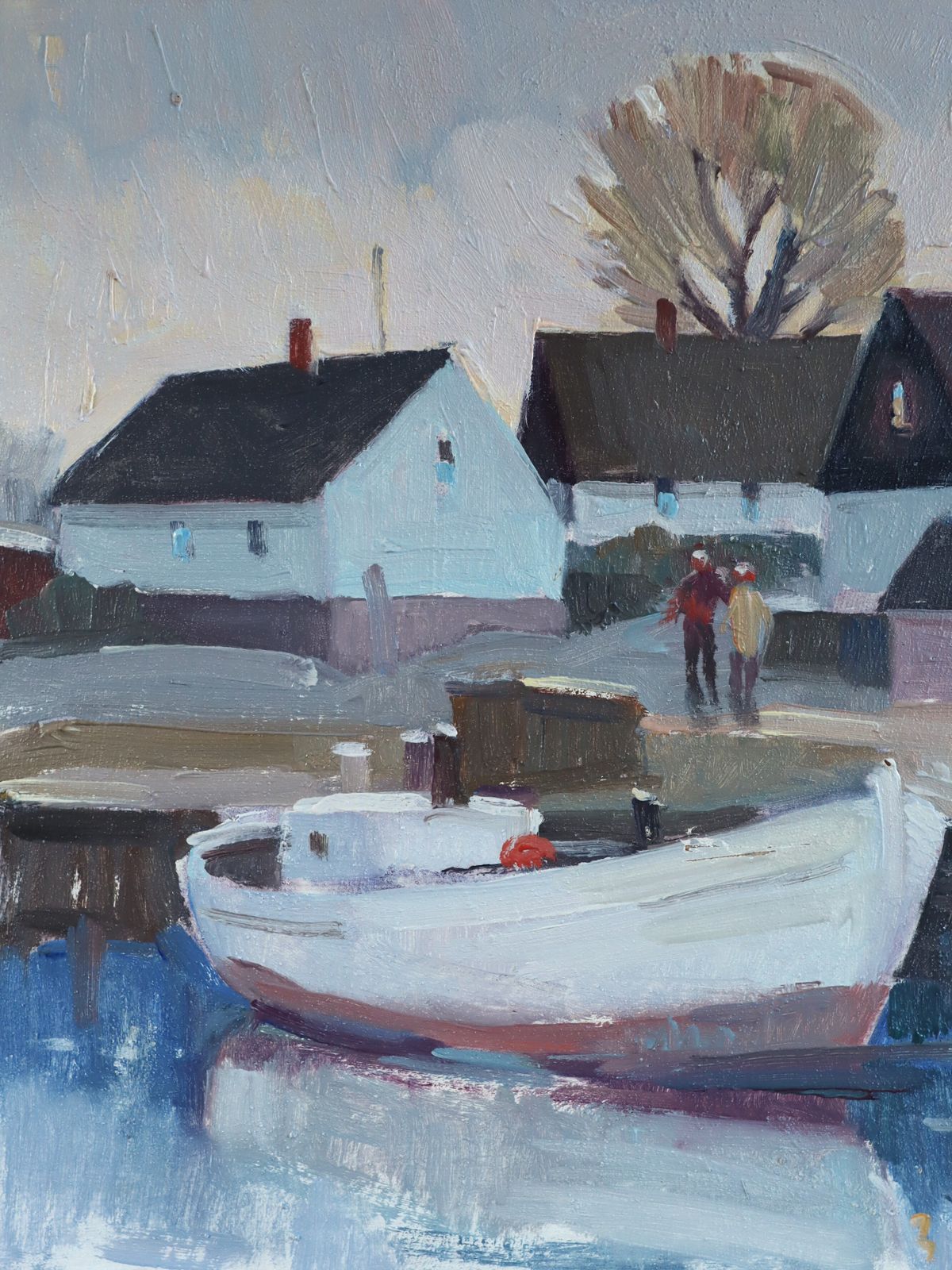 Cottages By Quiet Water  Oil Painting photo buy