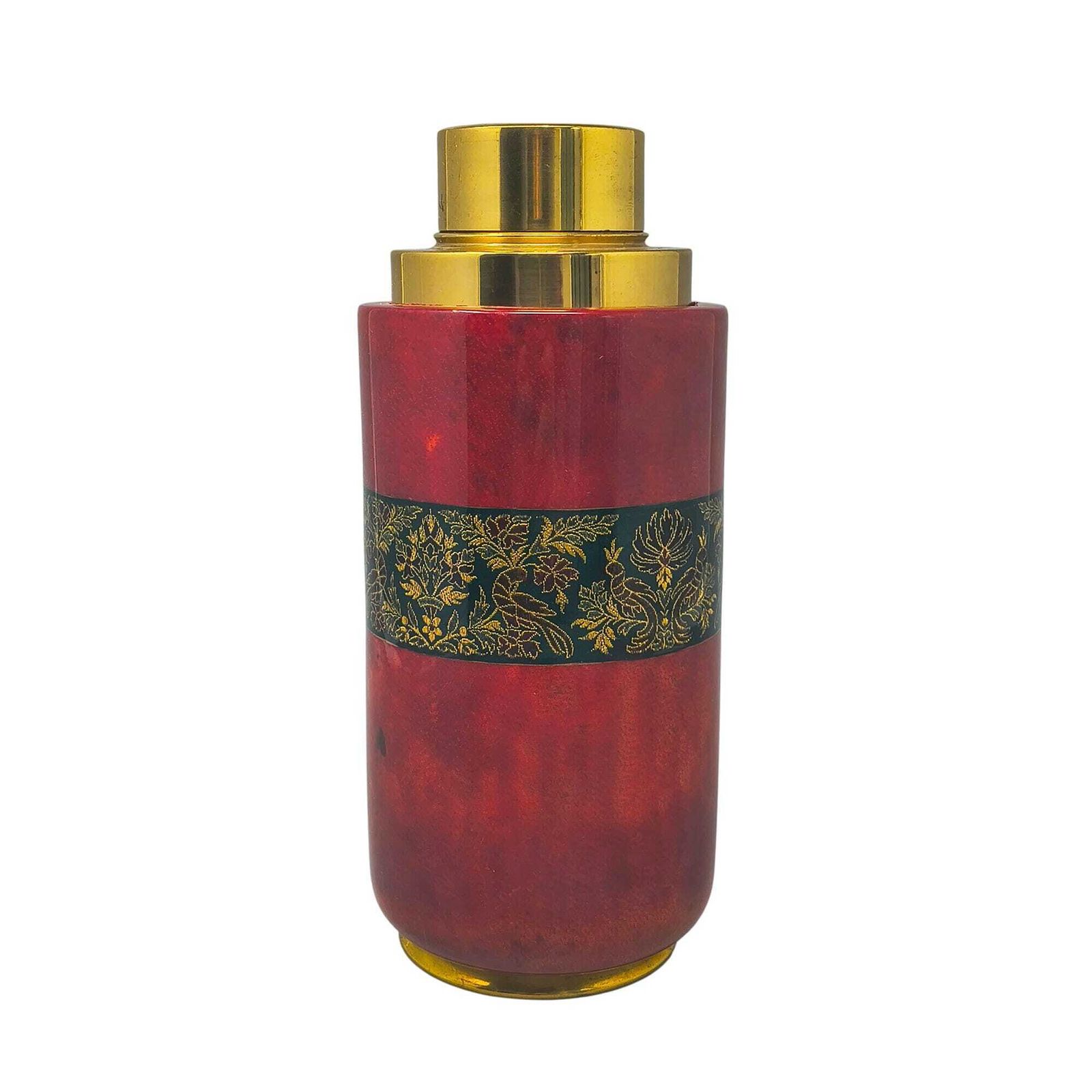 1960s Astonishing Red Cocktail Shaker In Parchment. Made In Italy
