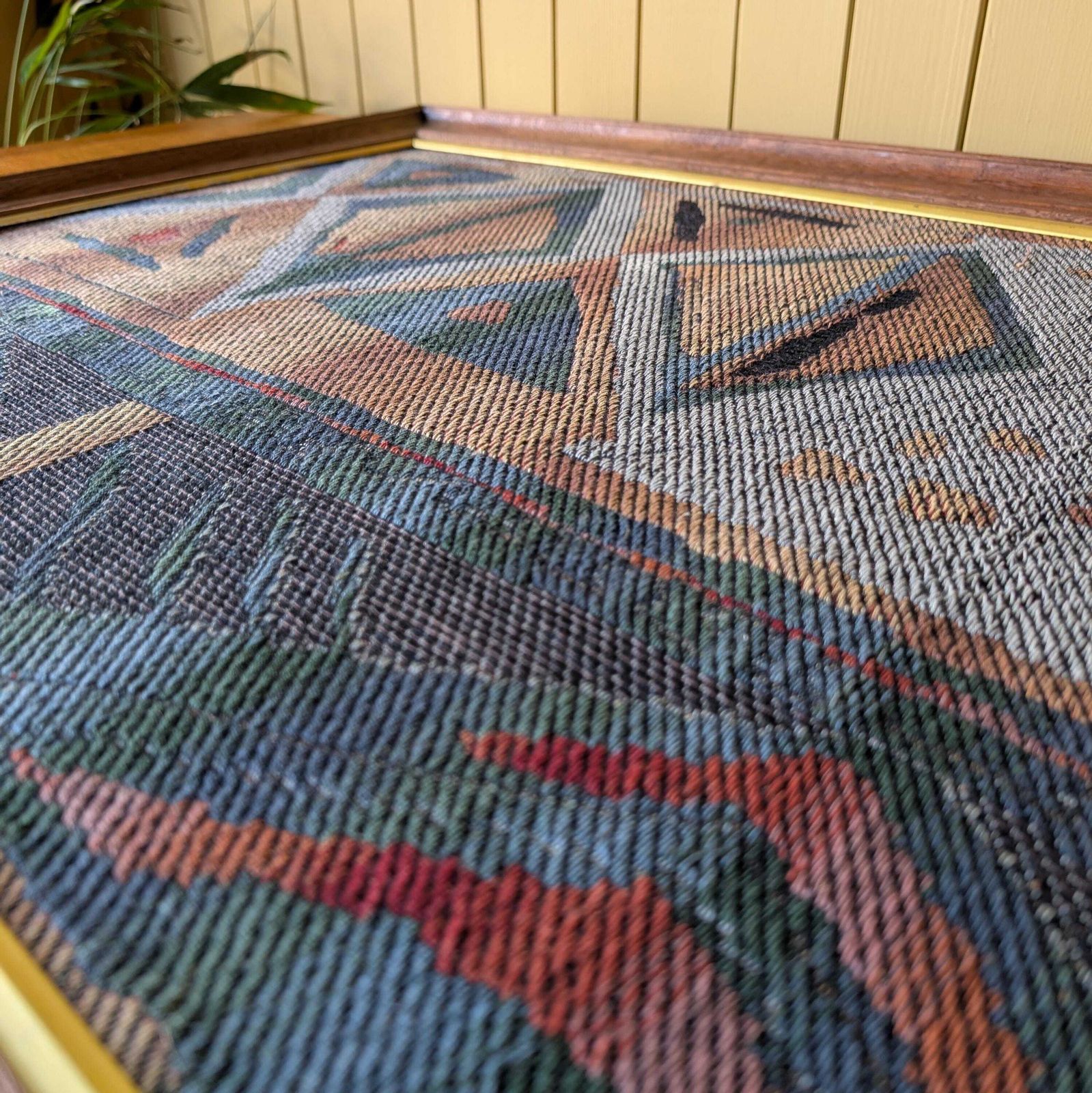 photo furniture Pair Of Vintage Mid Century Modern Swedish Flatweave Textiles In Oak Frames