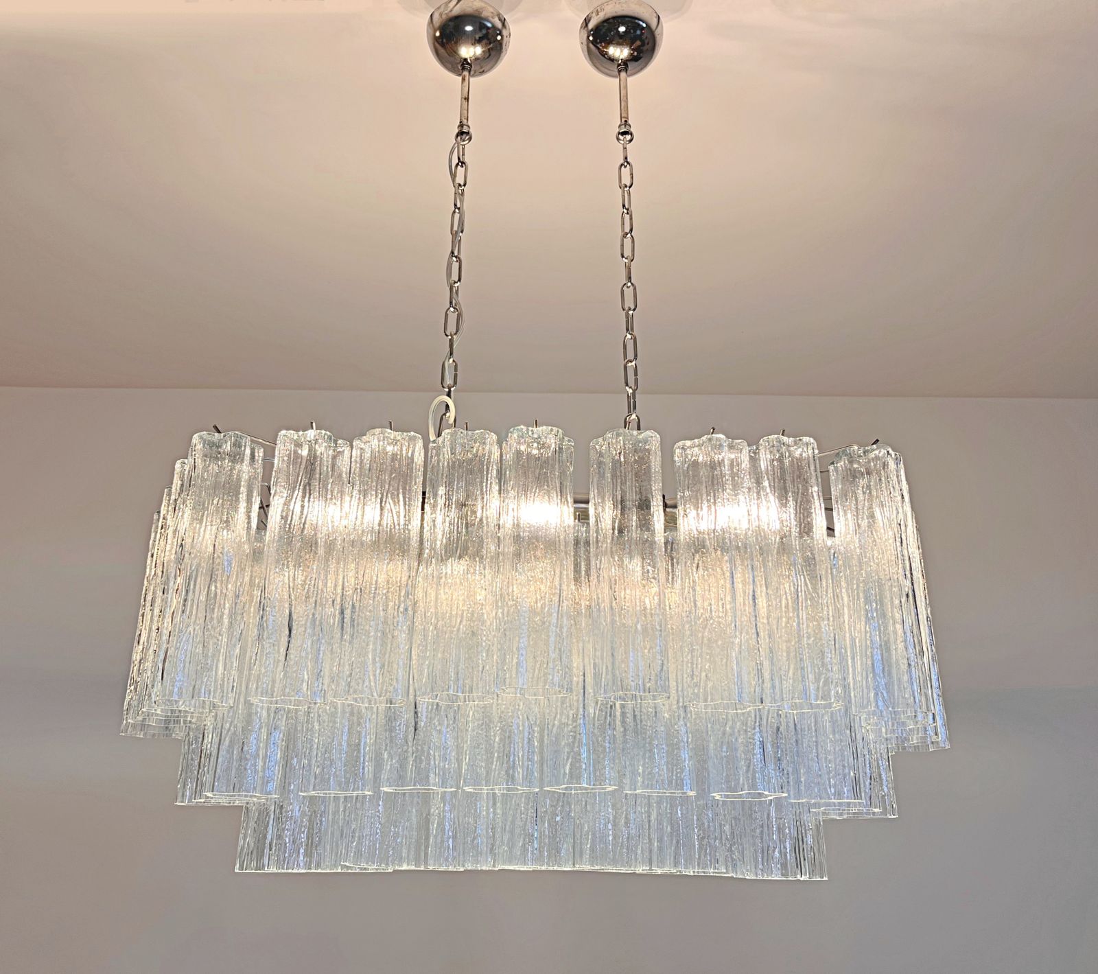 Elegant Murano Tube Chandelier   72 Clear Glasses