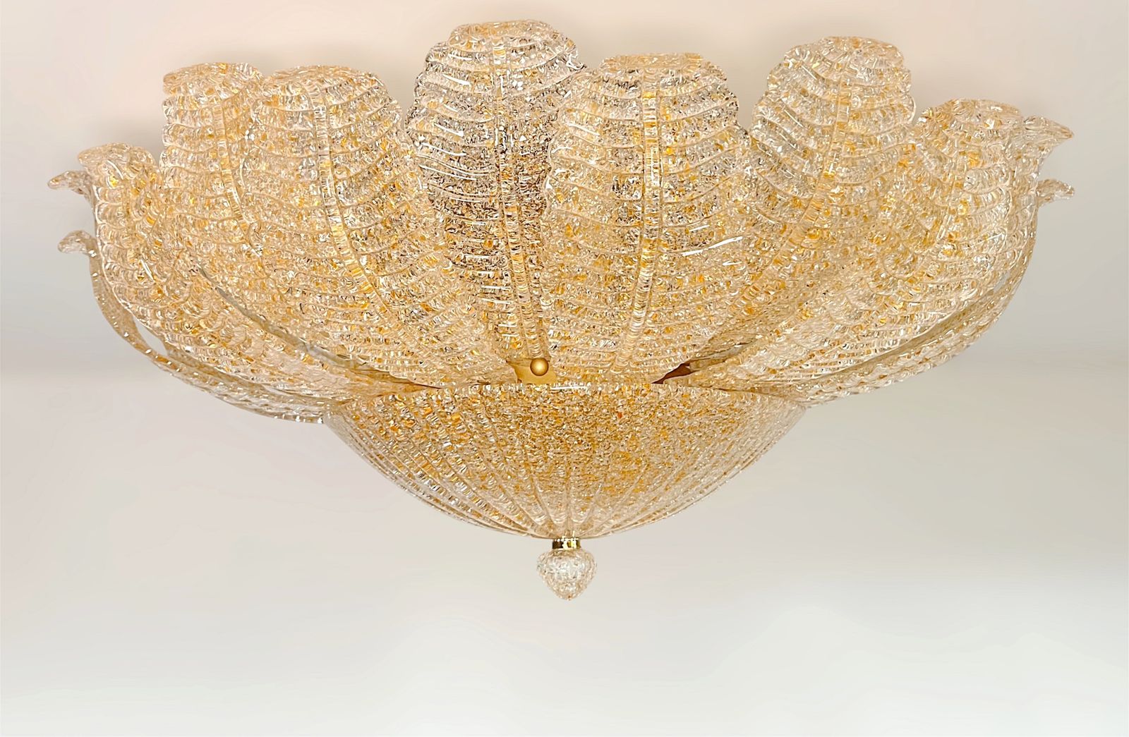 Flower Ceiling Lamp   Murano Art Glass   Golden Powder photo 920.0