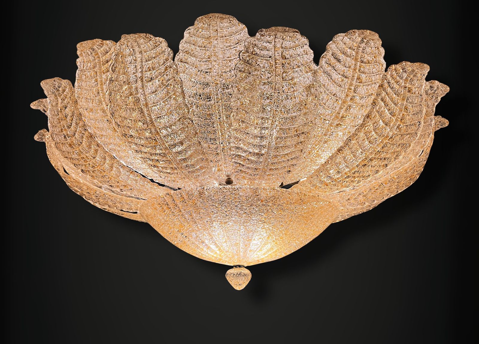 photo furniture Flower Ceiling Lamp   Murano Art Glass   Golden Powder