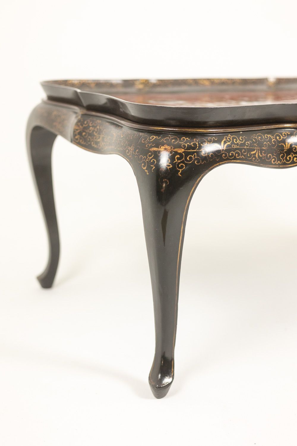 Coffee Table With A Removable Top, Made Of Red And Black Lacquered Wood. 1950s. photo vinterior