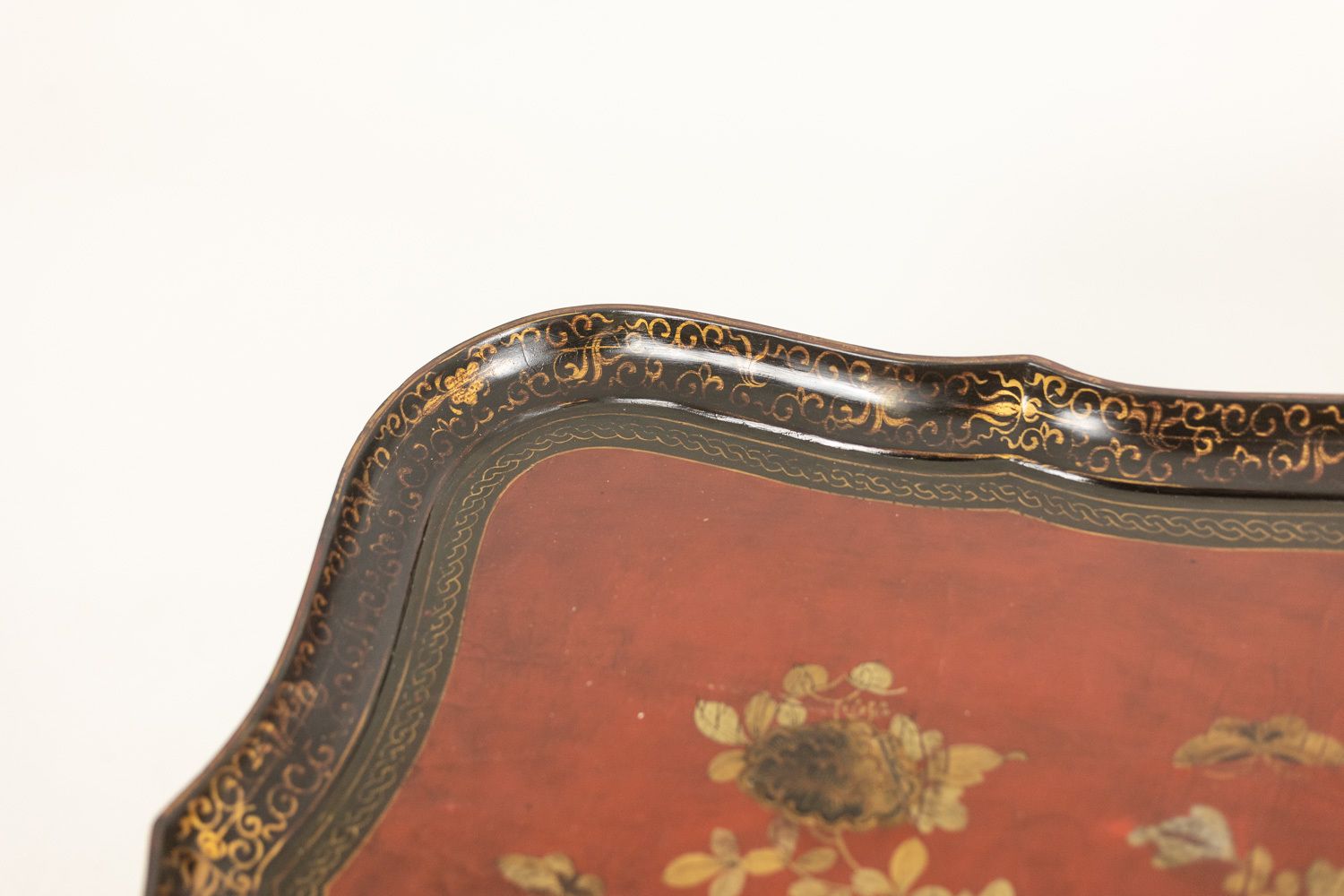 photo for sale Coffee Table With A Removable Top, Made Of Red And Black Lacquered Wood. 1950s.