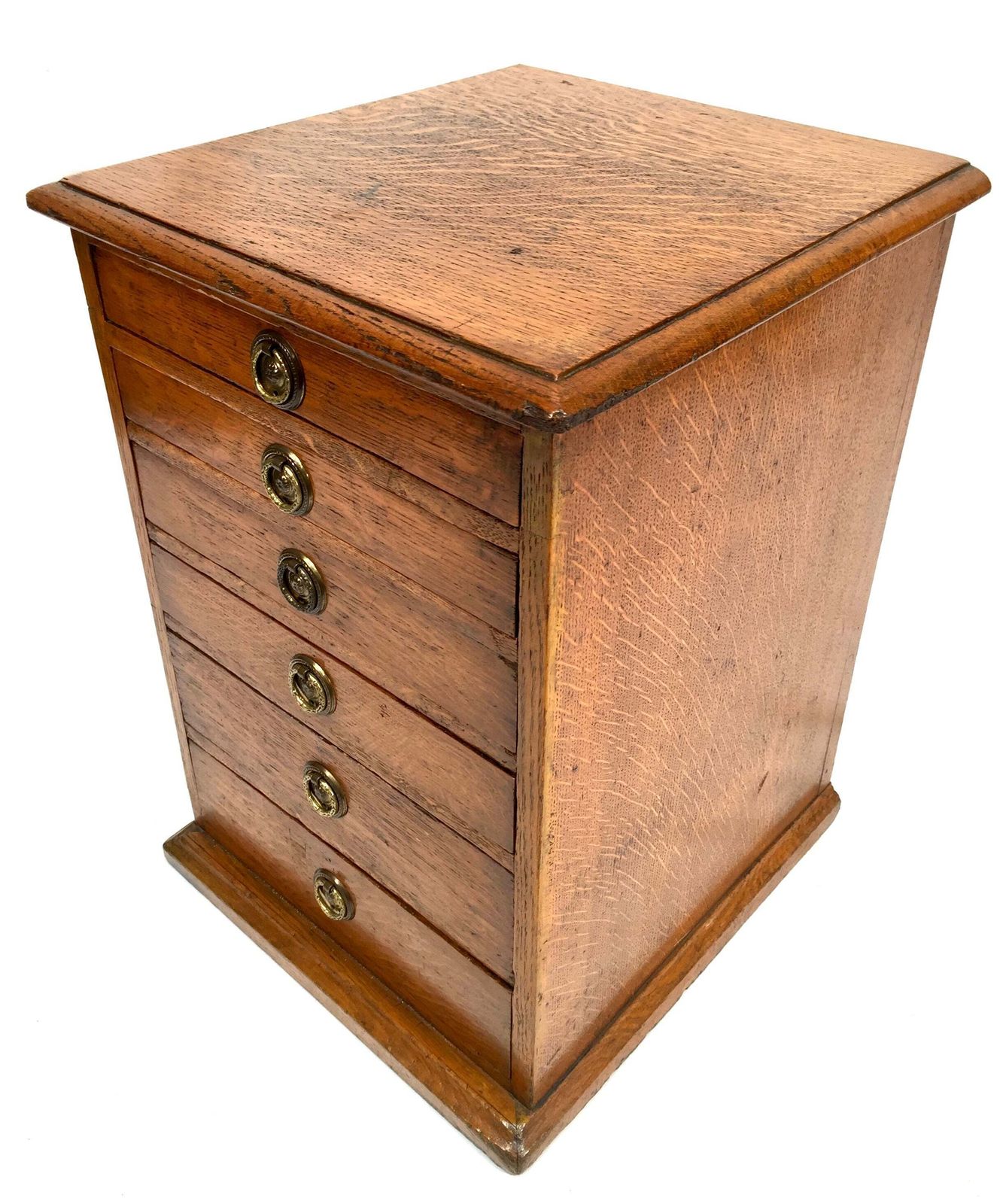 Antique Wooden Oak Tabletop Desk Filing Chest Of Drawers Cabinet Box C1900 photo buy