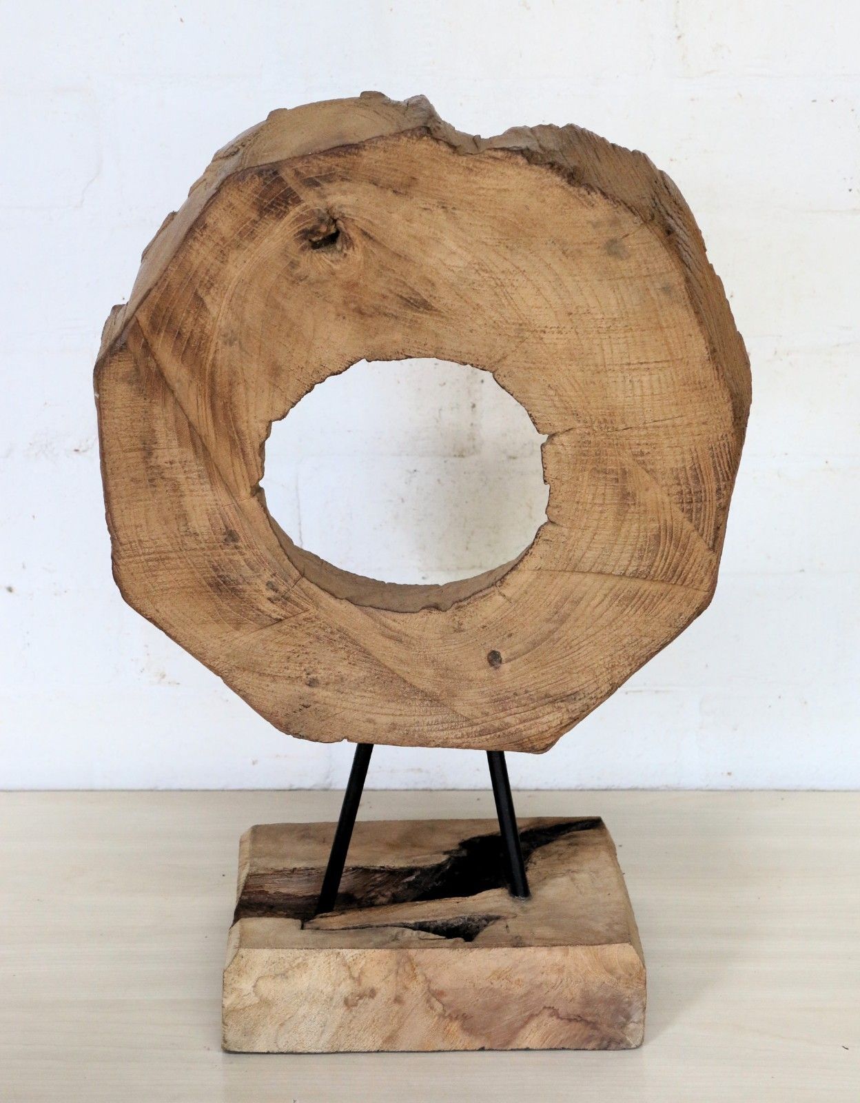 A Natural Wood Sculpture Salvaged Se Asian Wooden Section Antique Dried Mounted photo vinterior