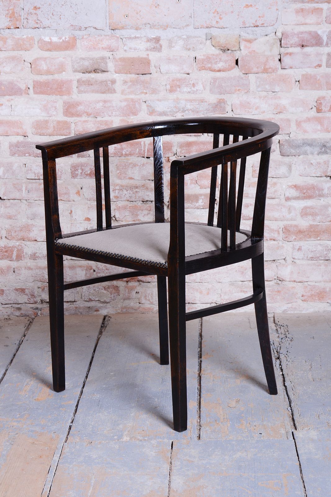 Restored Art Deco Armchair, Oak, Repolished, Reupholstred, Czech, 1920s photo for sale