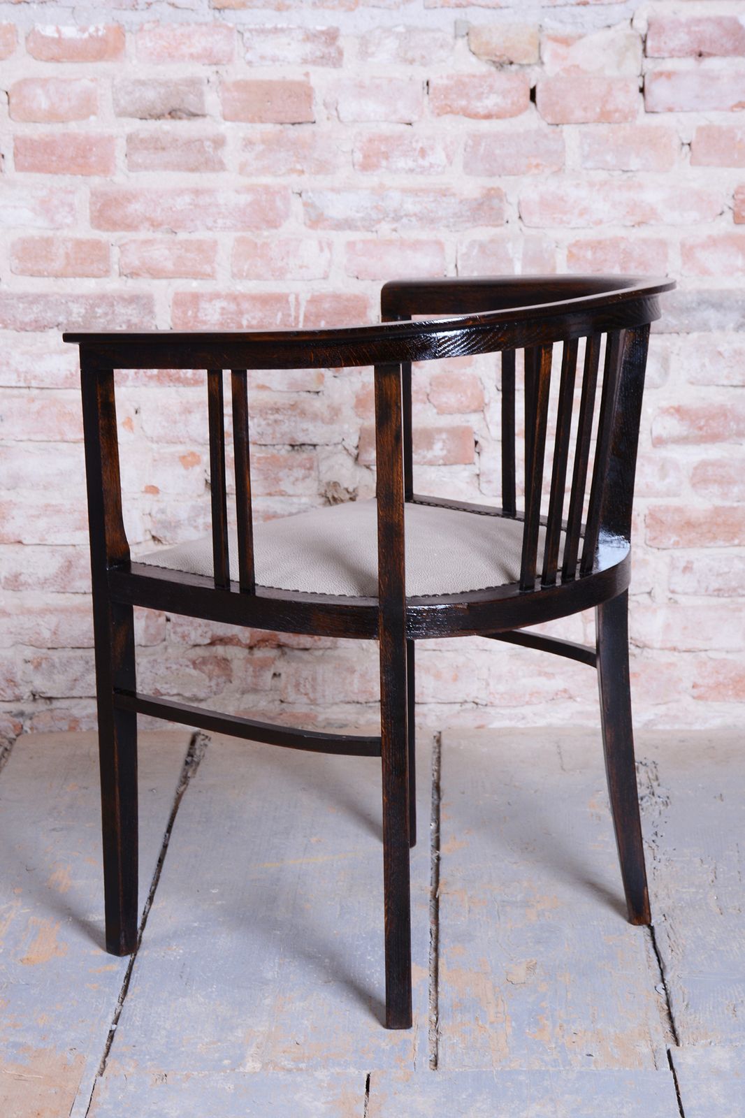 Restored Art Deco Armchair, Oak, Repolished, Reupholstred, Czech, 1920s photo 550.0