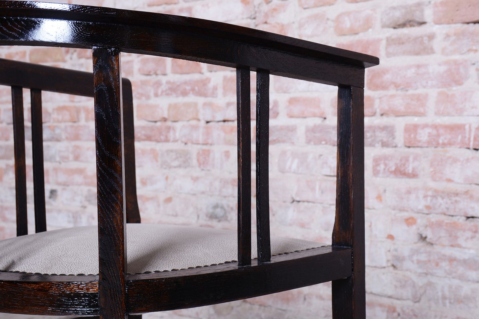 Restored Art Deco Armchair, Oak, Repolished, Reupholstred, Czech, 1920s photo buy