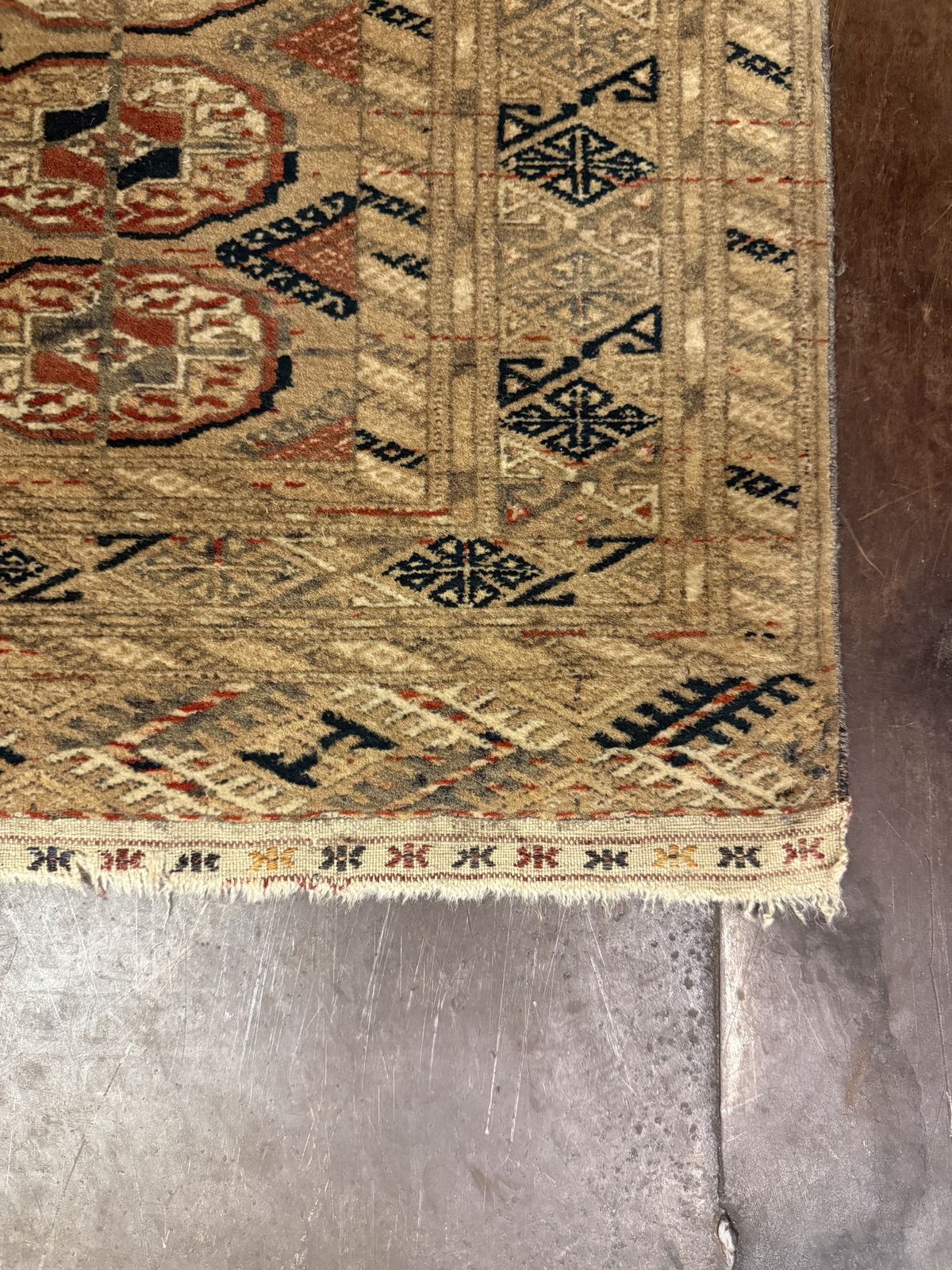 Mid Century Hand Knotted Afghan Bokhara Rug, Muted Earth Tones, photo Textiles