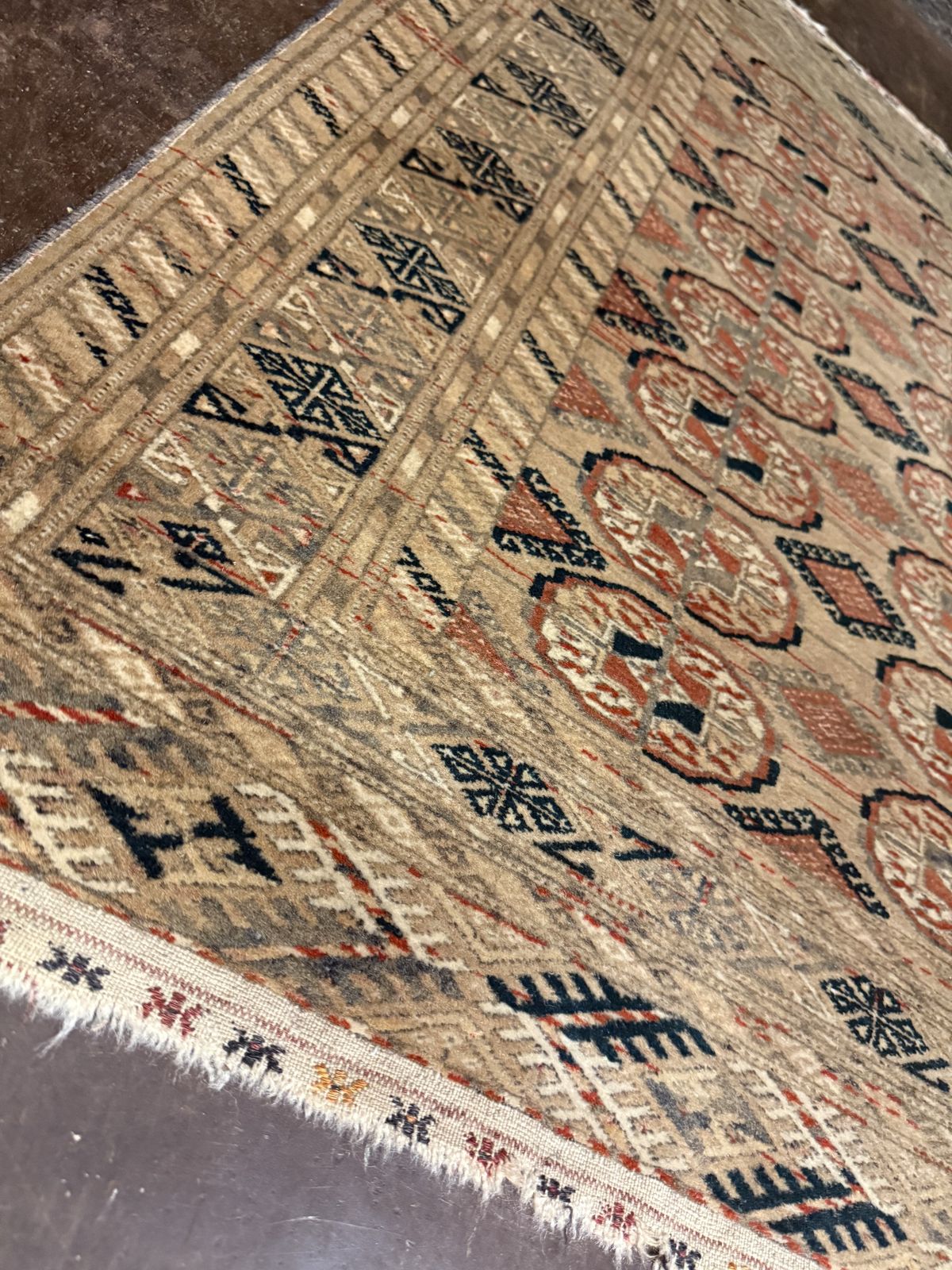 Mid Century Hand Knotted Afghan Bokhara Rug, Muted Earth Tones, photo vinterior