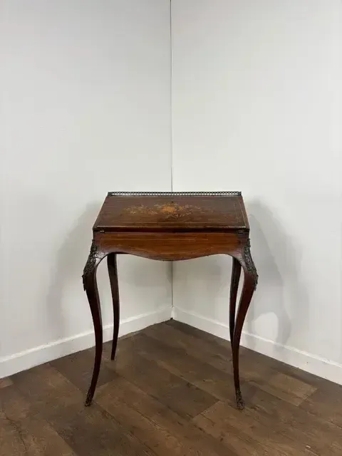 Victorian Walnut Inlaid Ladies Writing Desk