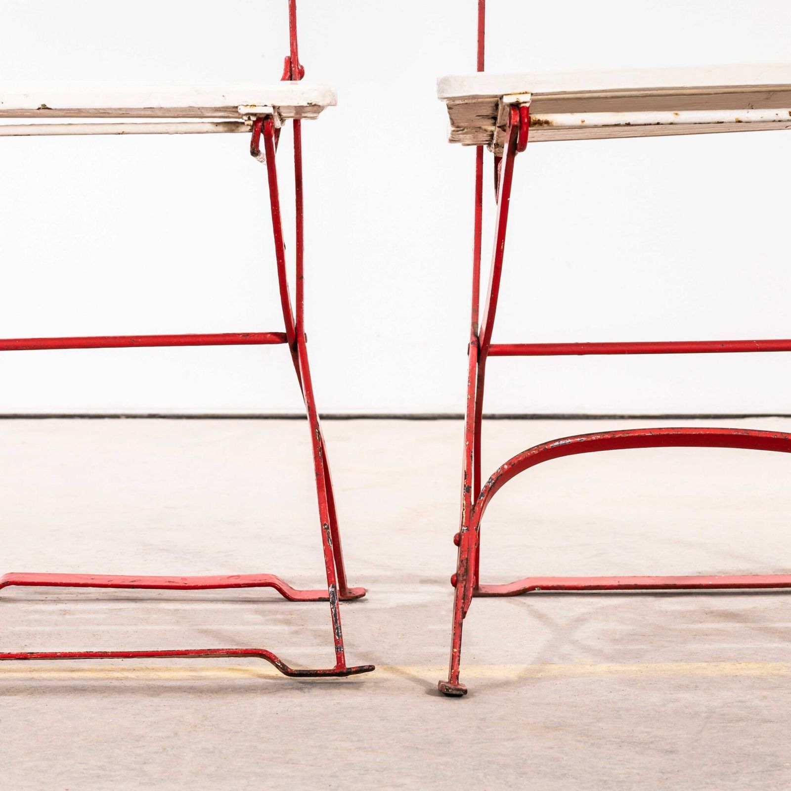1950’s Slatted Red And White French Outdoor Folding Chairs photo vintage