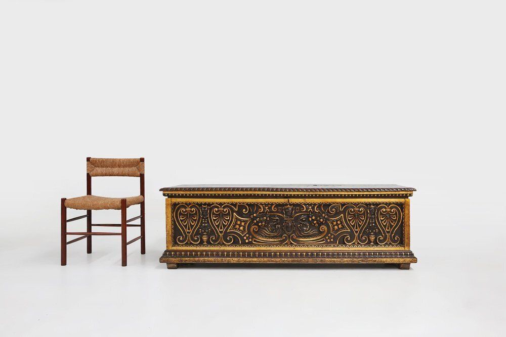 Venetian Carved And Polychroom Oak Chest photo furniture