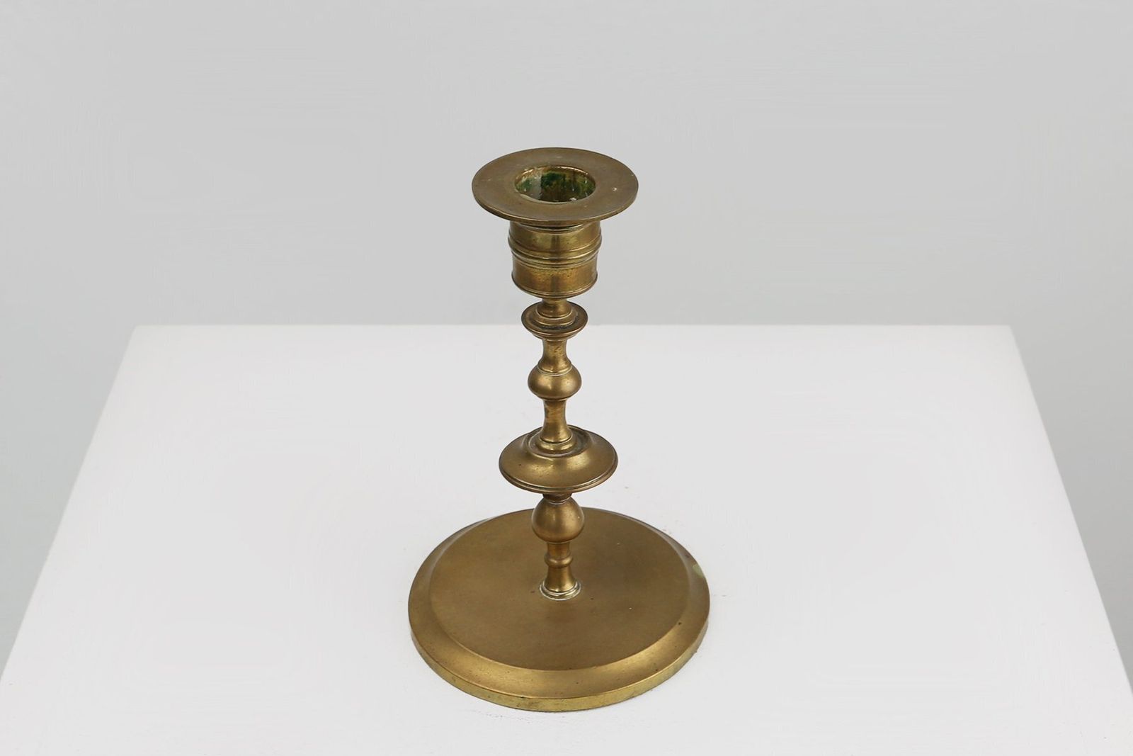 Antique Flemish Copper Disc Candlestick, 15th Century photo furniture