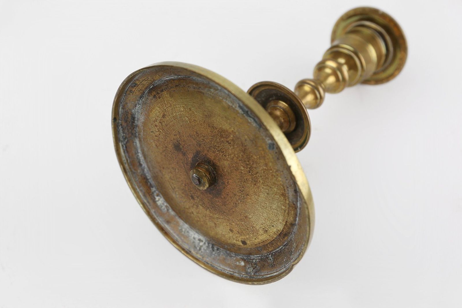 Home Decor Antique Flemish Copper Disc Candlestick, 15th Century photo