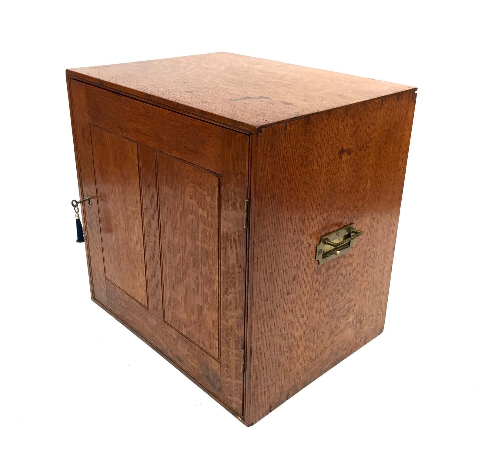 Antique Large Oak Desktop Wooden Stationery Cabinet Storage Box With Key C.1920 photo furniture