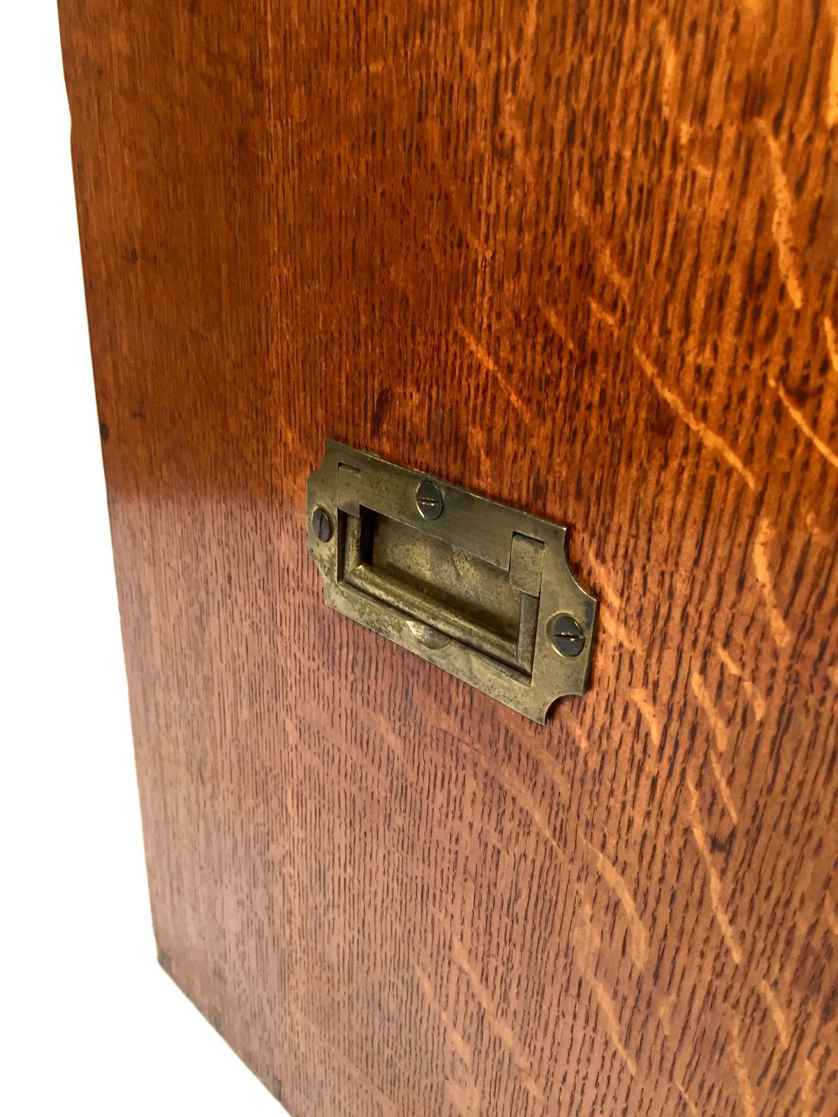 photo buy Antique Large Oak Desktop Wooden Stationery Cabinet Storage Box With Key C.1920