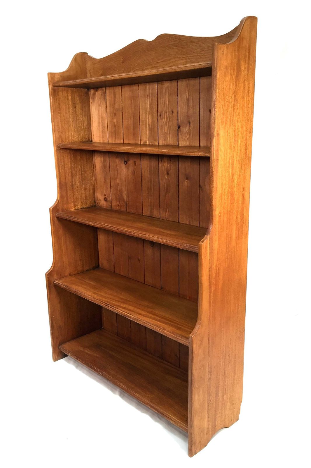 Antique Wooden Solid Pine Bookcase / Book Shelf Display Rack Freestanding C.1950 photo 210.0