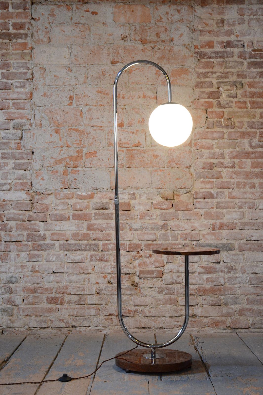 photo for sale Restored Art Deco Floor Lamp, By J. Halabala For Up Závody, Walnut, Czech, 1930s