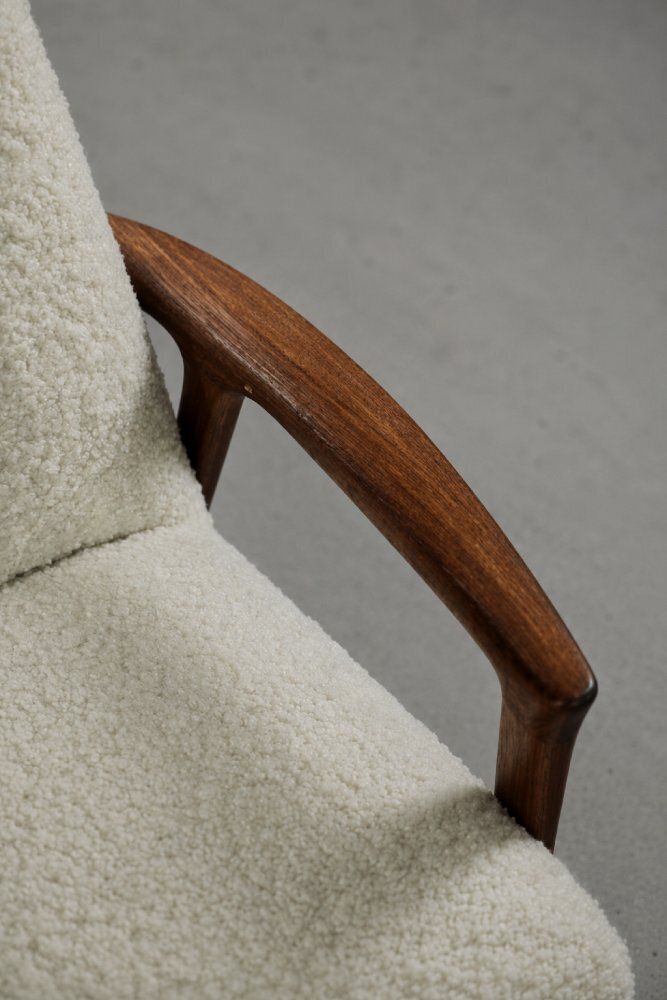 5852.0 Mid Century Scandinavian Modern White Teak Armchair From Bröderna Andersson, 1960s photo