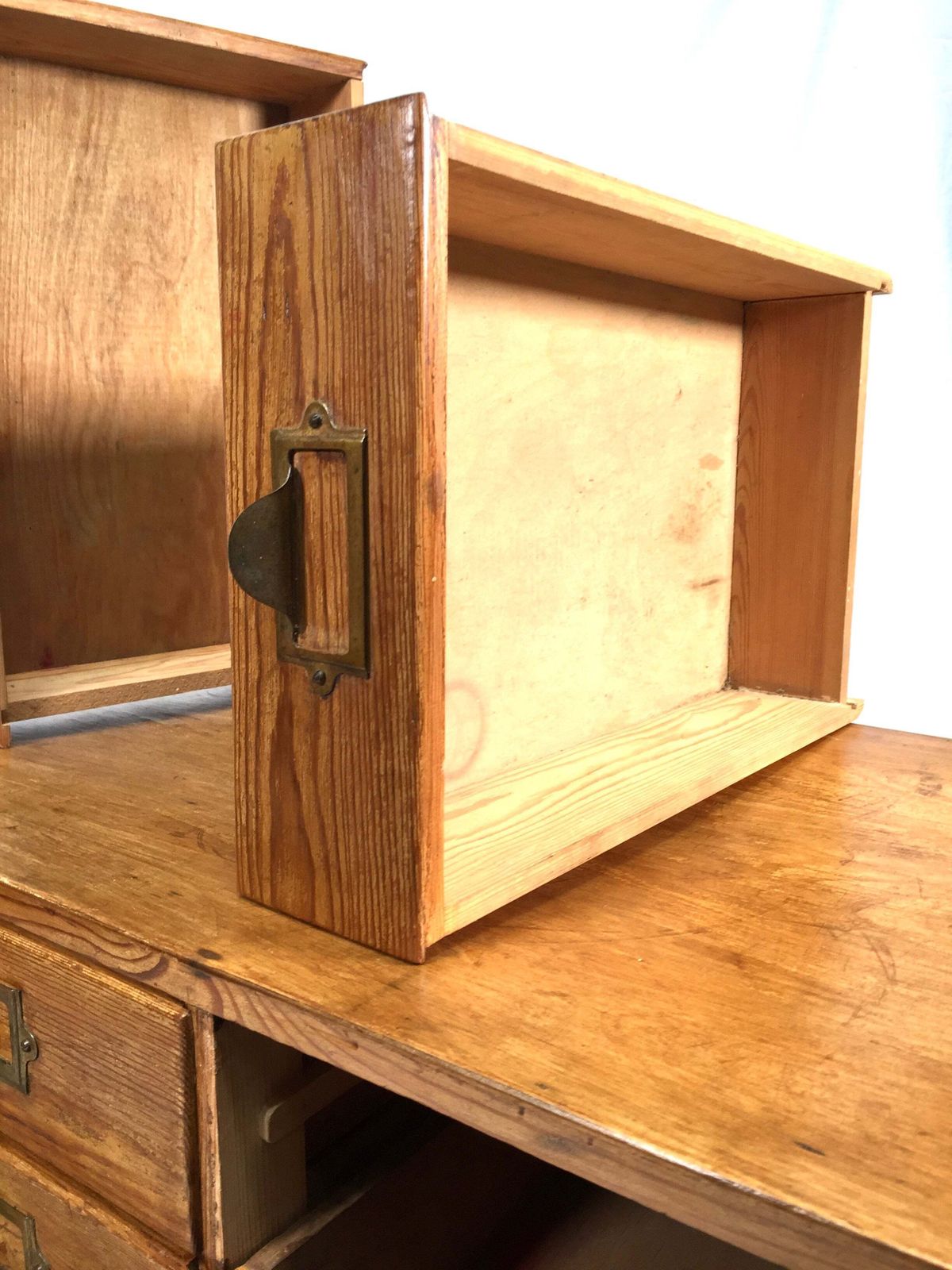 Antique Wooden Large Tabletop Filing Cabinet Drawers / Storage Box 20th Century photo buy