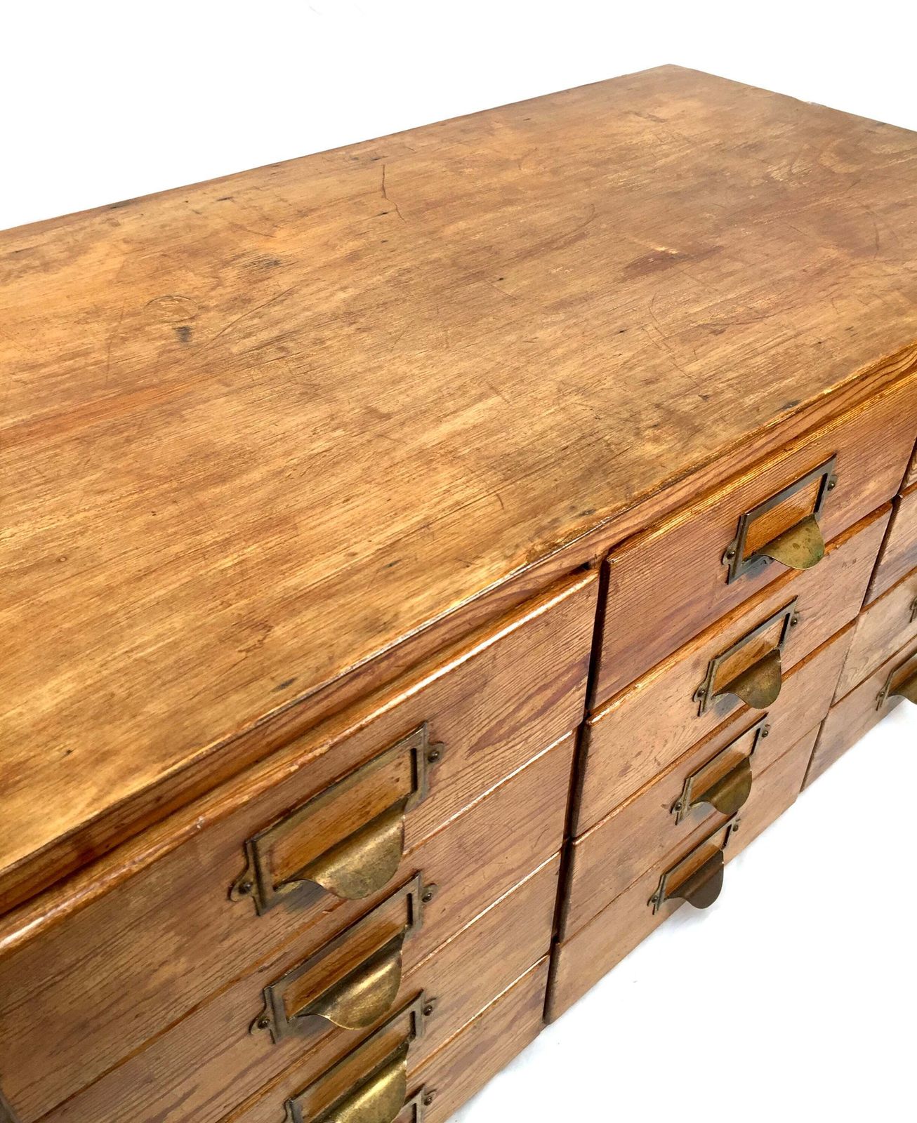 photo vinterior Antique Wooden Large Tabletop Filing Cabinet Drawers / Storage Box 20th Century