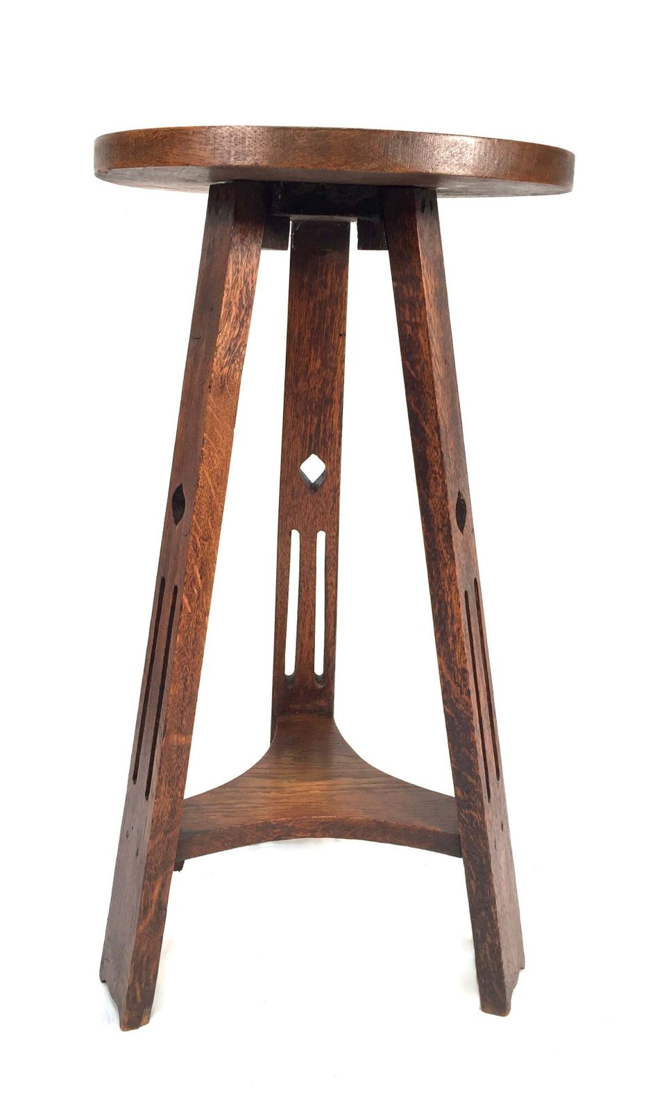 Antique Oak Wooden Carved Arts & Crafts Side Lamp Table / Plant Stand C.1930 photo 210.0
