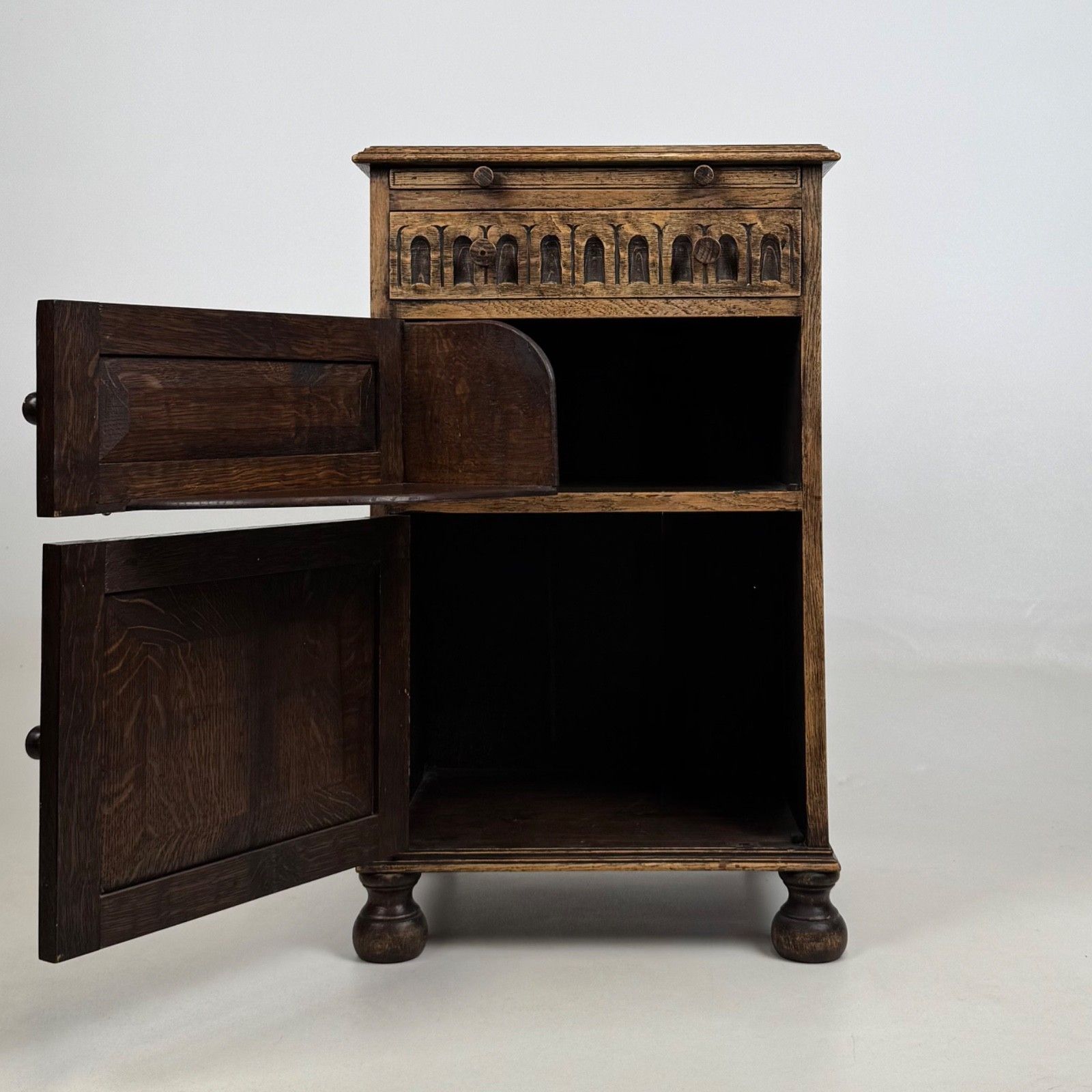 Antique 20th Century Small Edwardian Cabinet In Oak ( Af 5727 ) photo furniture