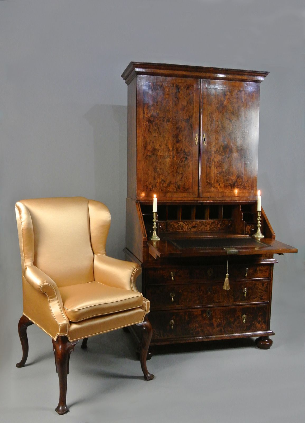 photo furniture Exemplary George I Mulberry Bureau Bookcase C. 1720