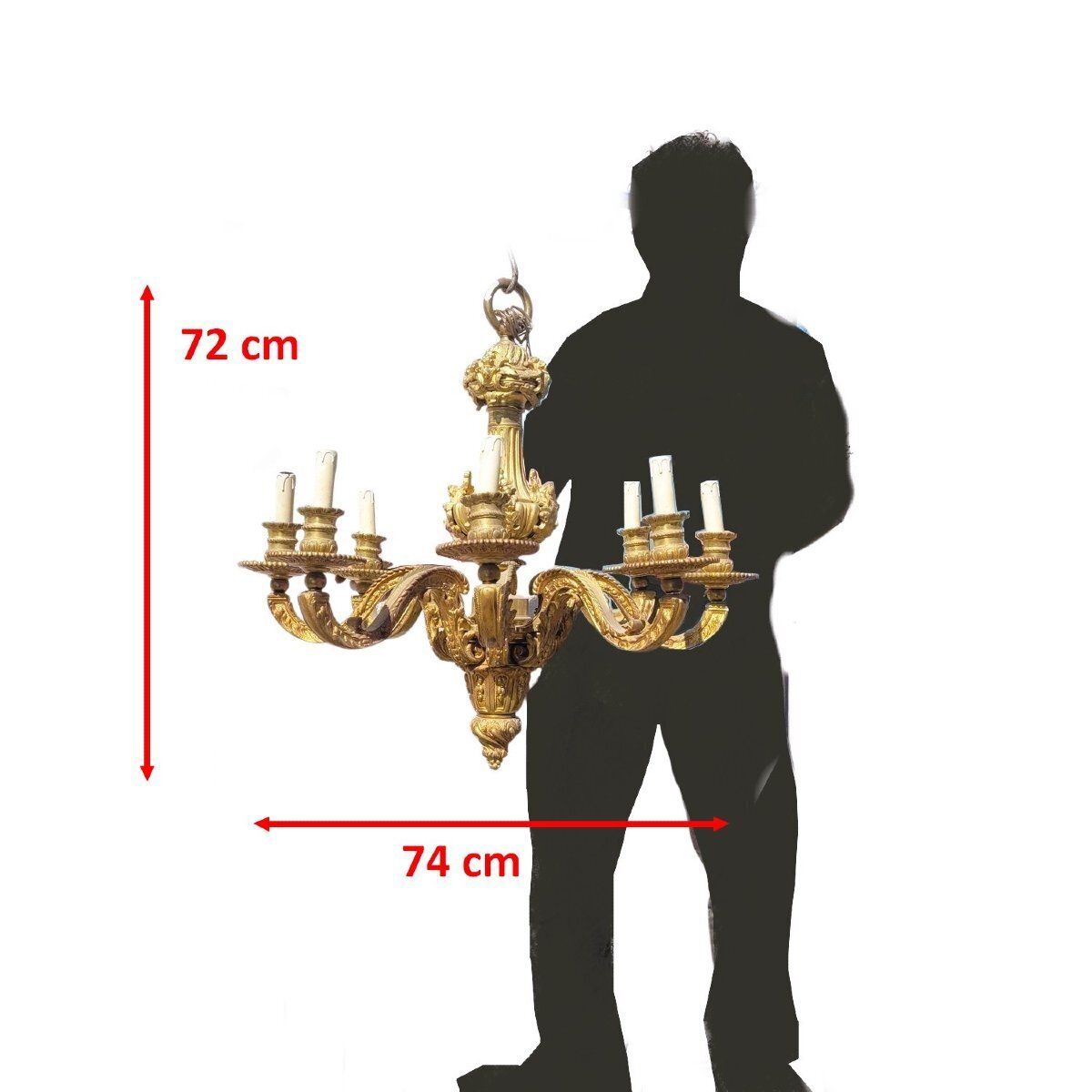 Mazarin bronzen kroonluchter, hoogte 72 cm, begin 20e eeuw photo Verlichting