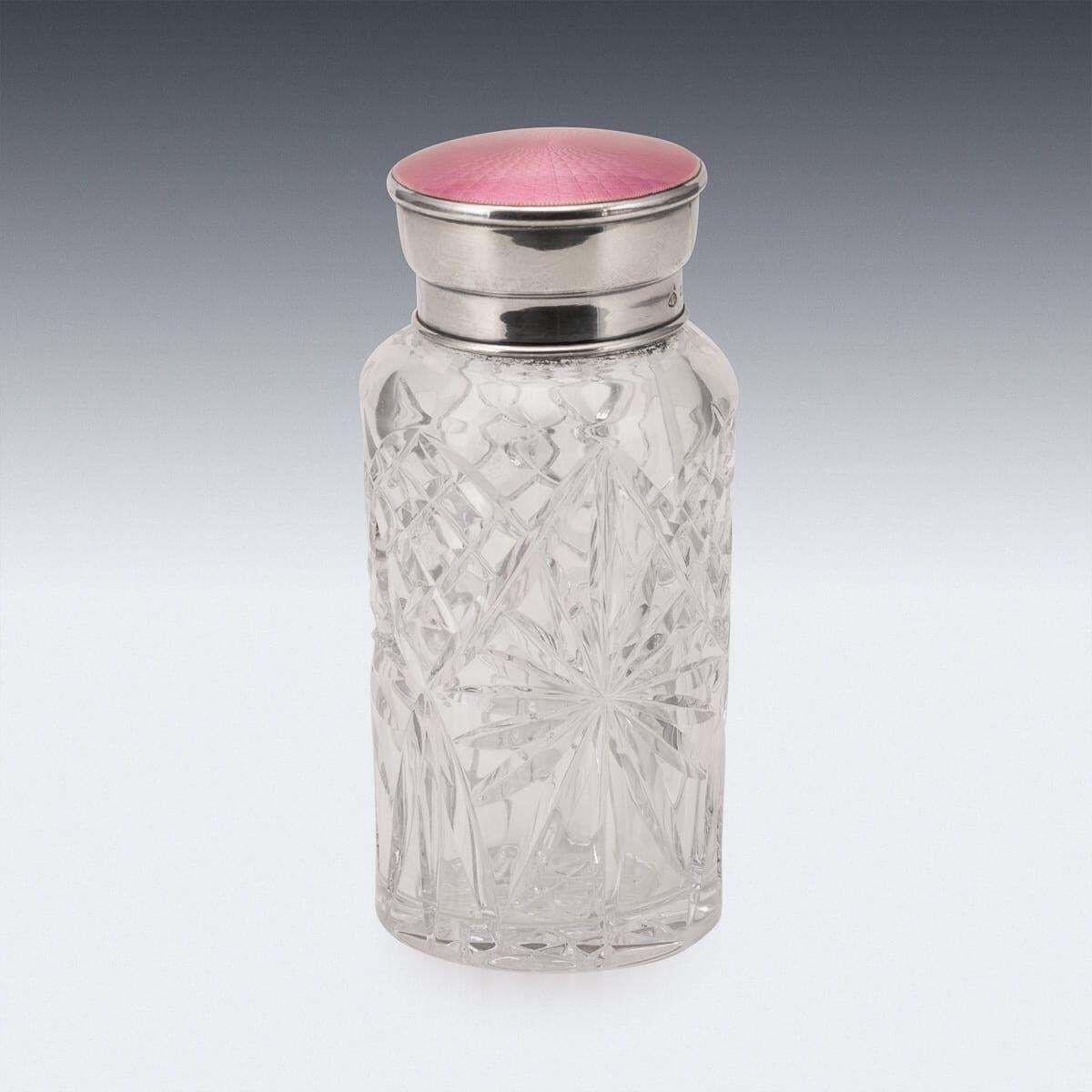 Antique Silver Mounted Guilloché Enamel Jar By Adie Brothers, 1927 photo for sale