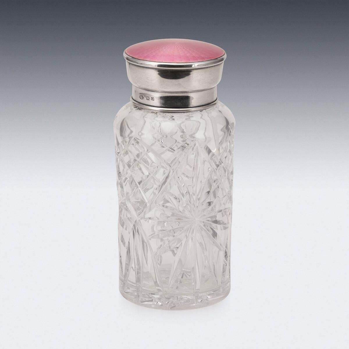 Antique Silver Mounted Guilloché Enamel Jar By Adie Brothers, 1927 photo Home Decor