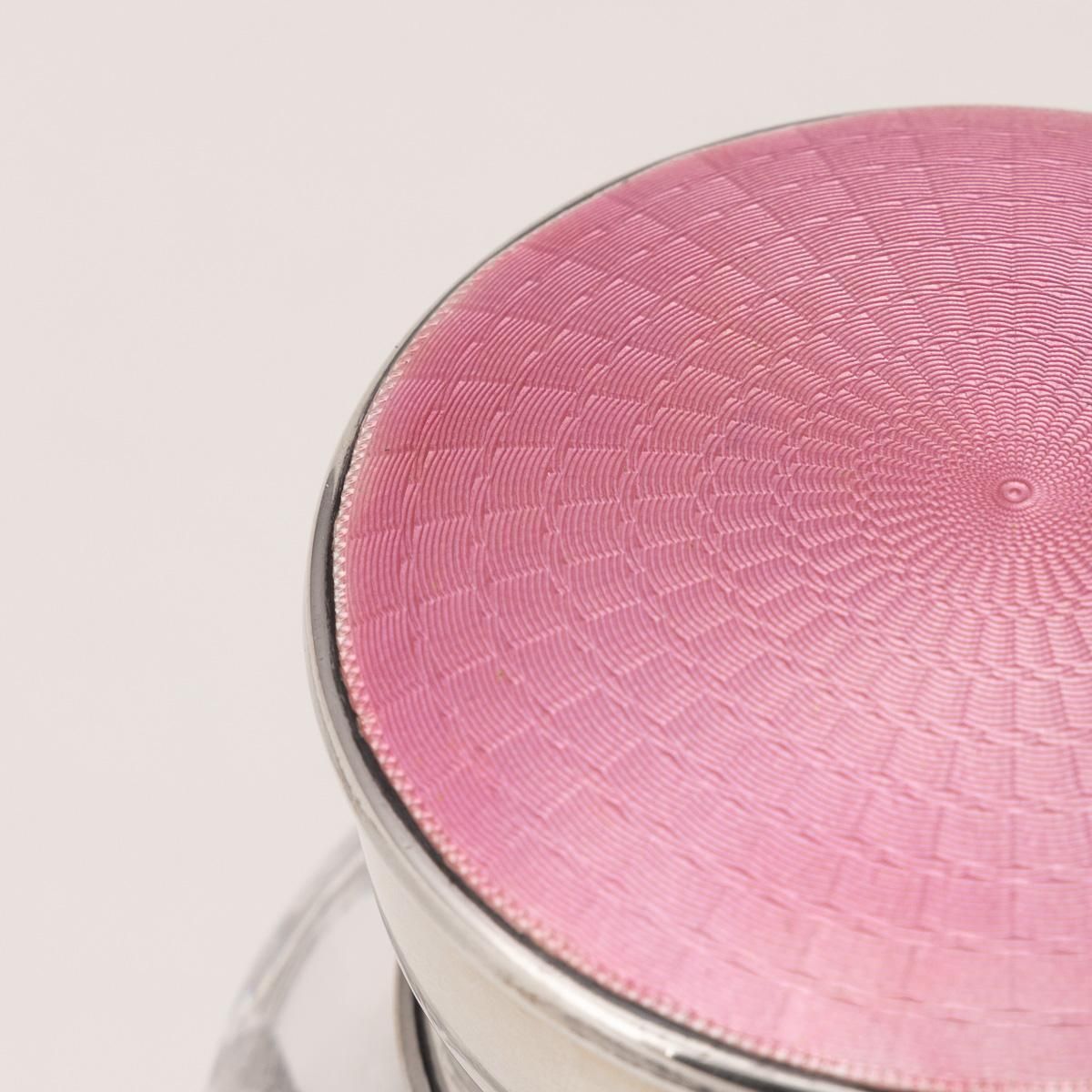 photo furniture Antique Silver Mounted Guilloché Enamel Jar By Adie Brothers, 1927
